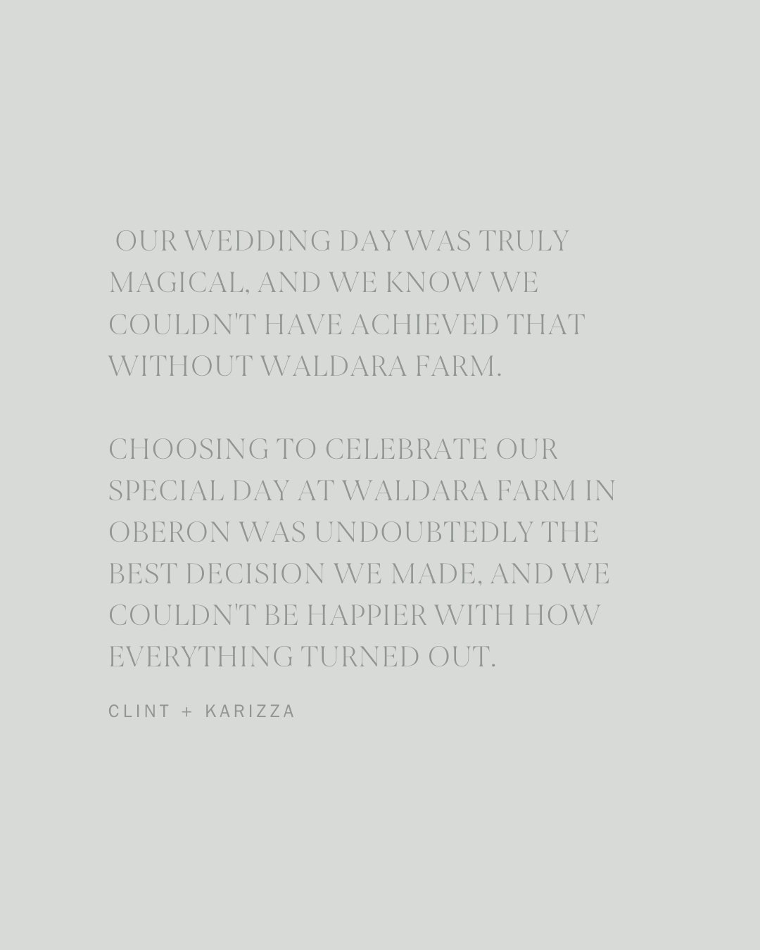 &quot;Choosing to celebrate our special day at Waldara Farm in Oberon was undoubtedly the best decision we made!&quot; 🤍

Thank you for your kind words!

#WaldaraFarm #Oberon