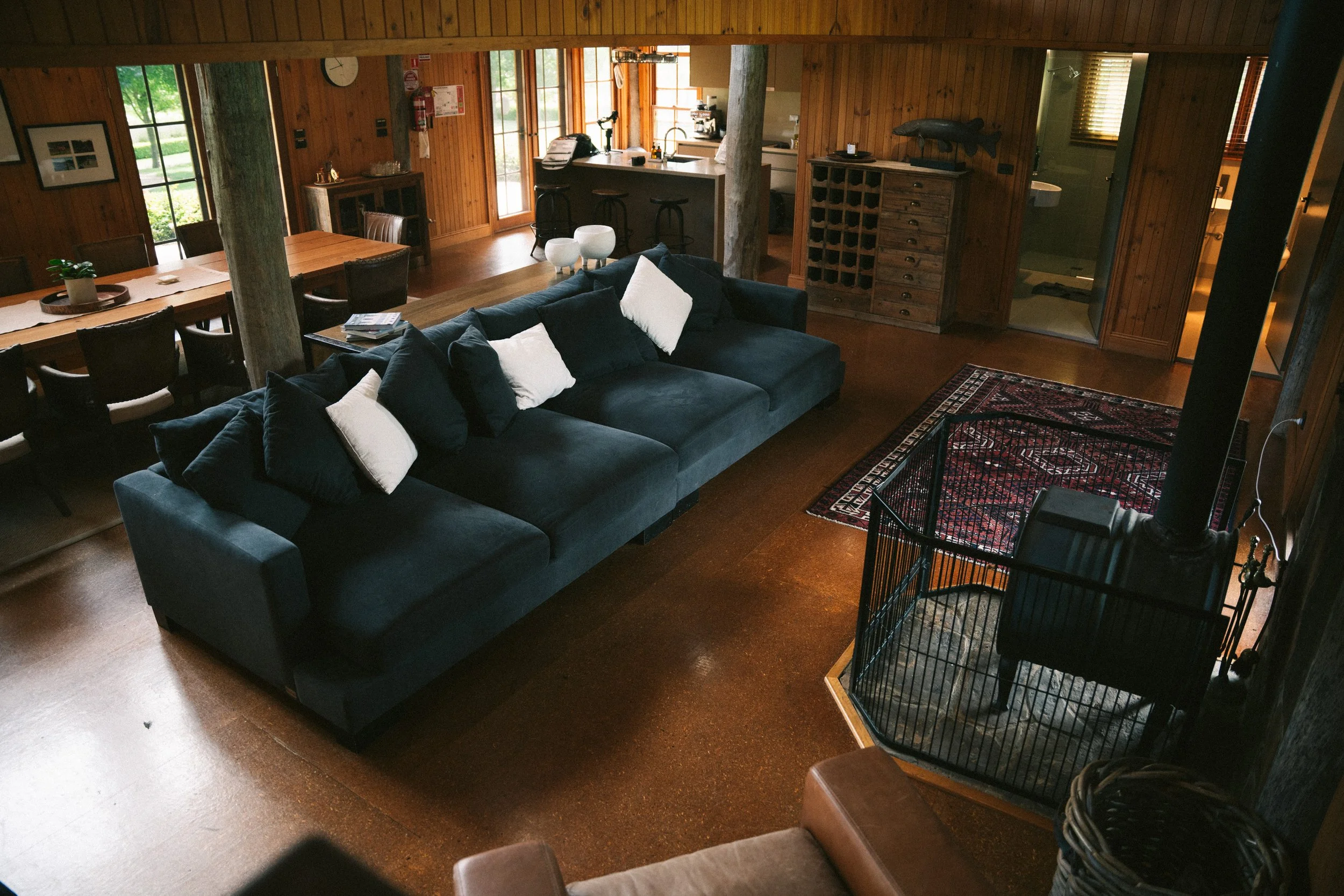 The Lodge open plan living at a luxury farm stay in NSW — Waldara Estate, Edith NSW, near Sydney and the Blue Mountains
