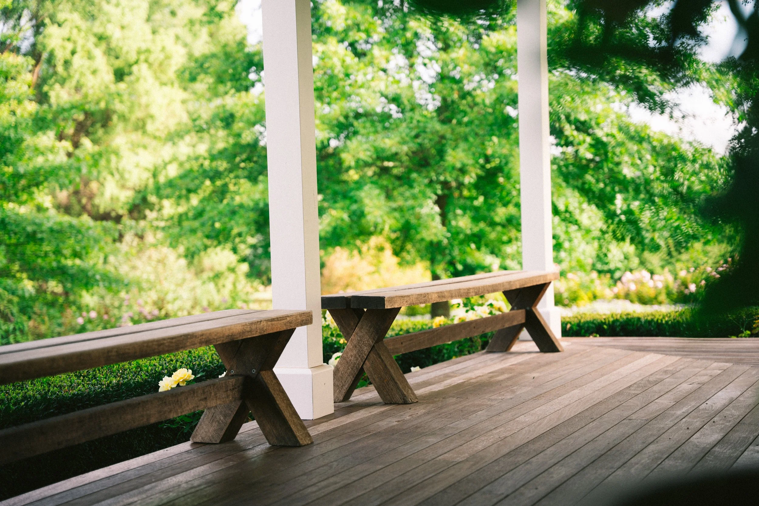 Countryside deck at a luxury farm stay in NSW — Waldara Estate, Edith NSW, near Sydney and the Blue Mountains