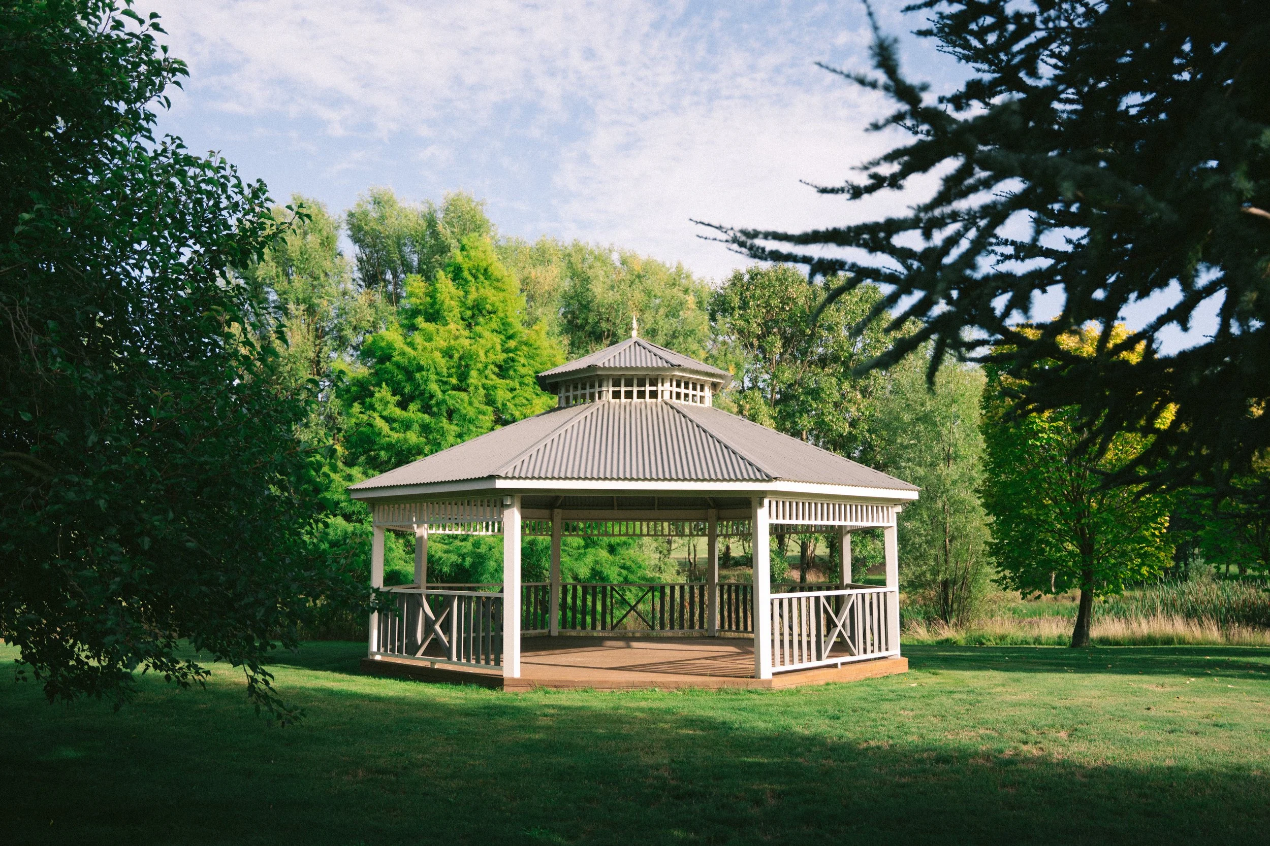 Garden gazebo at a luxury farm stay in NSW — Waldara Estate, Edith NSW, near Sydney and the Blue Mountains