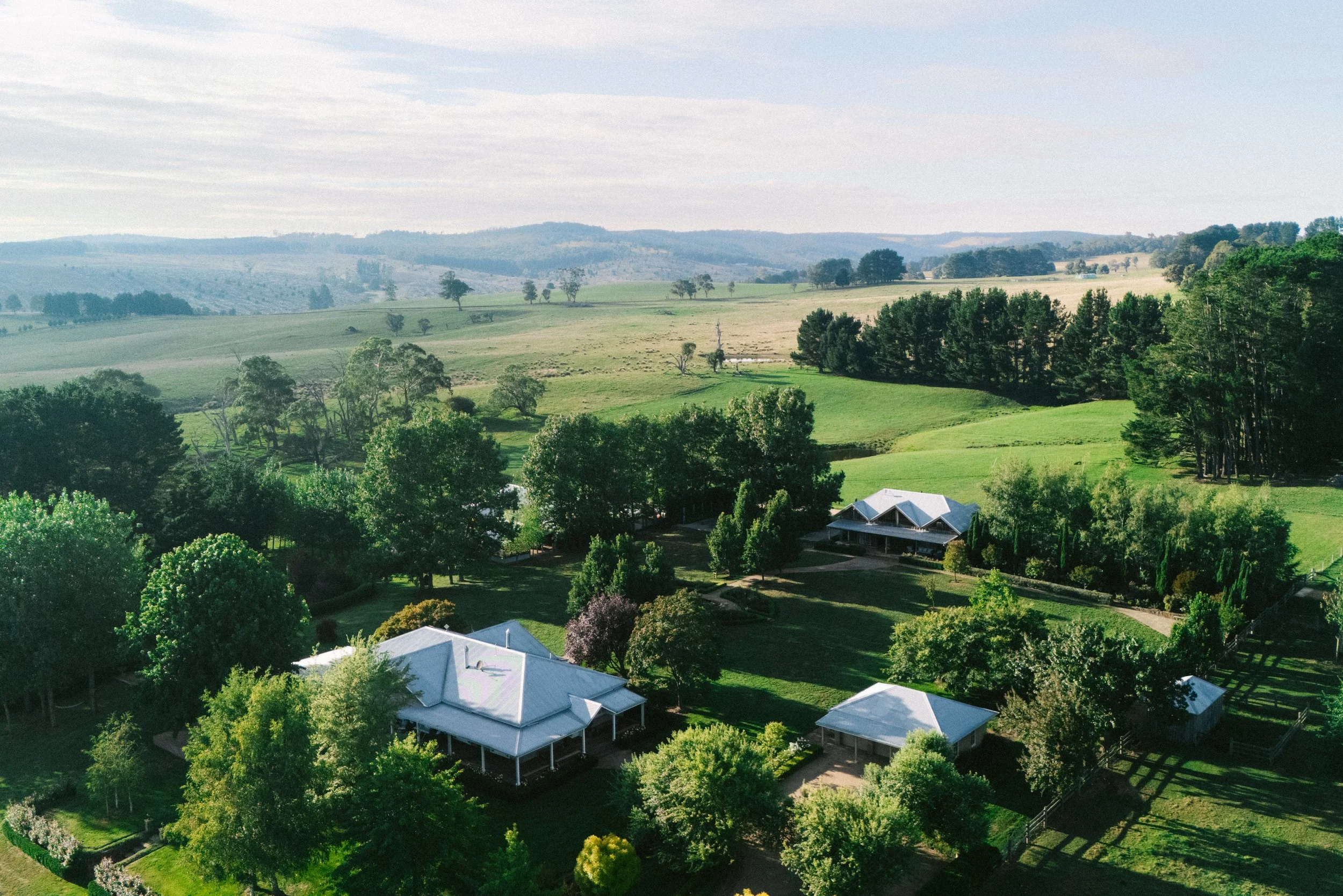 Aerial view of Waldara Estate at a luxury farm stay in NSW — Waldara Estate, Edith NSW, near Sydney and the Blue Mountains