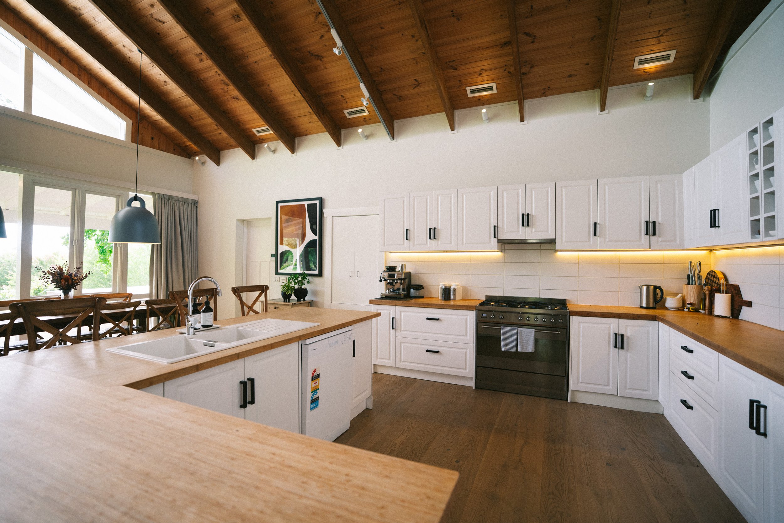 Spacious country kitchen at a luxury farm stay in NSW — Waldara Estate, Edith NSW, near Sydney and the Blue Mountains