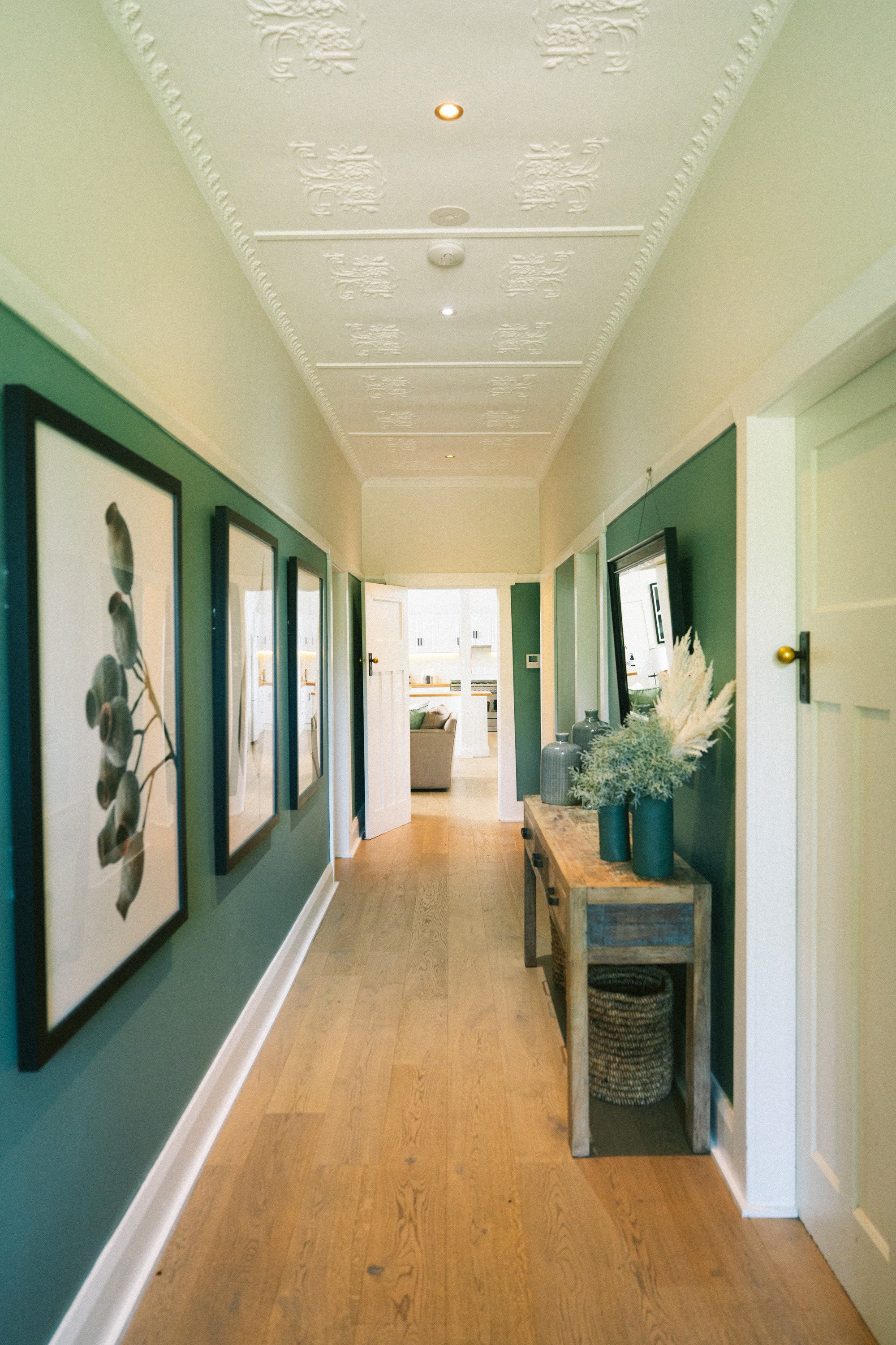 Styled hallway at a luxury farm stay in NSW — Waldara Estate, Edith NSW, near Sydney and the Blue Mountains