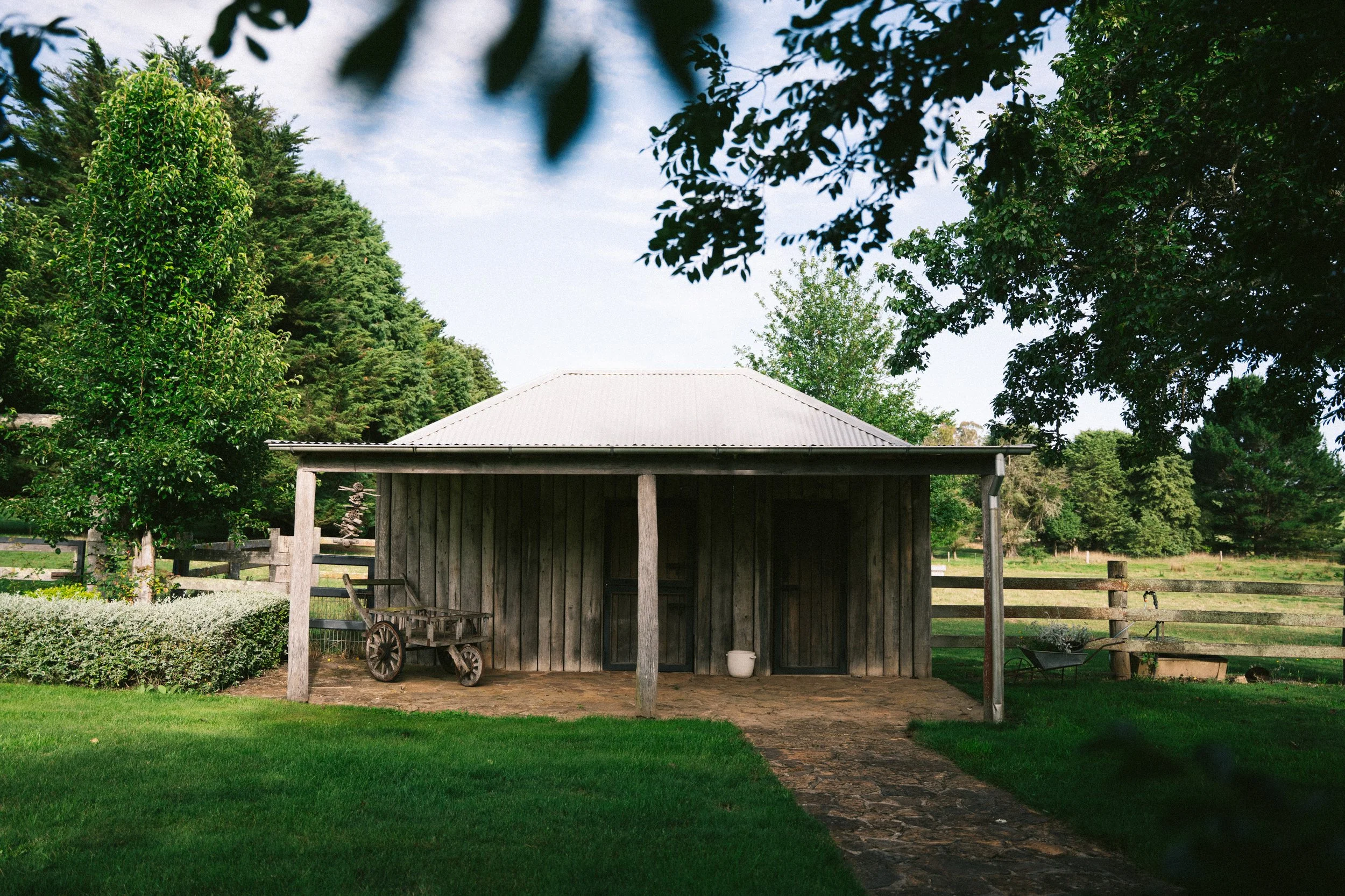 Rustic farm shed at a luxury farm stay in NSW — Waldara Estate, Edith NSW, near Sydney and the Blue Mountains