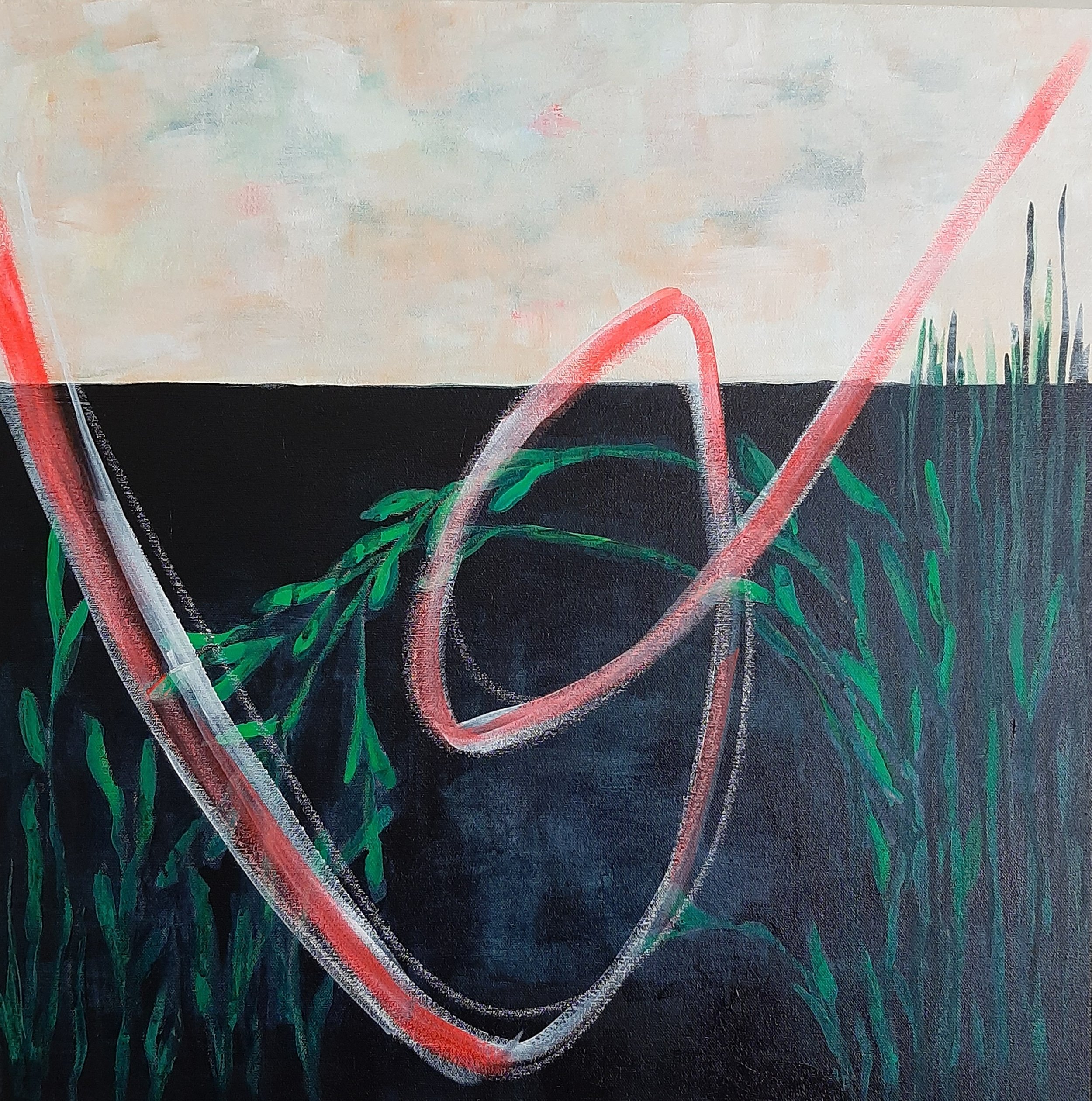 Sollevare (2023) by Mia Eckes. Acrylic on canvas.