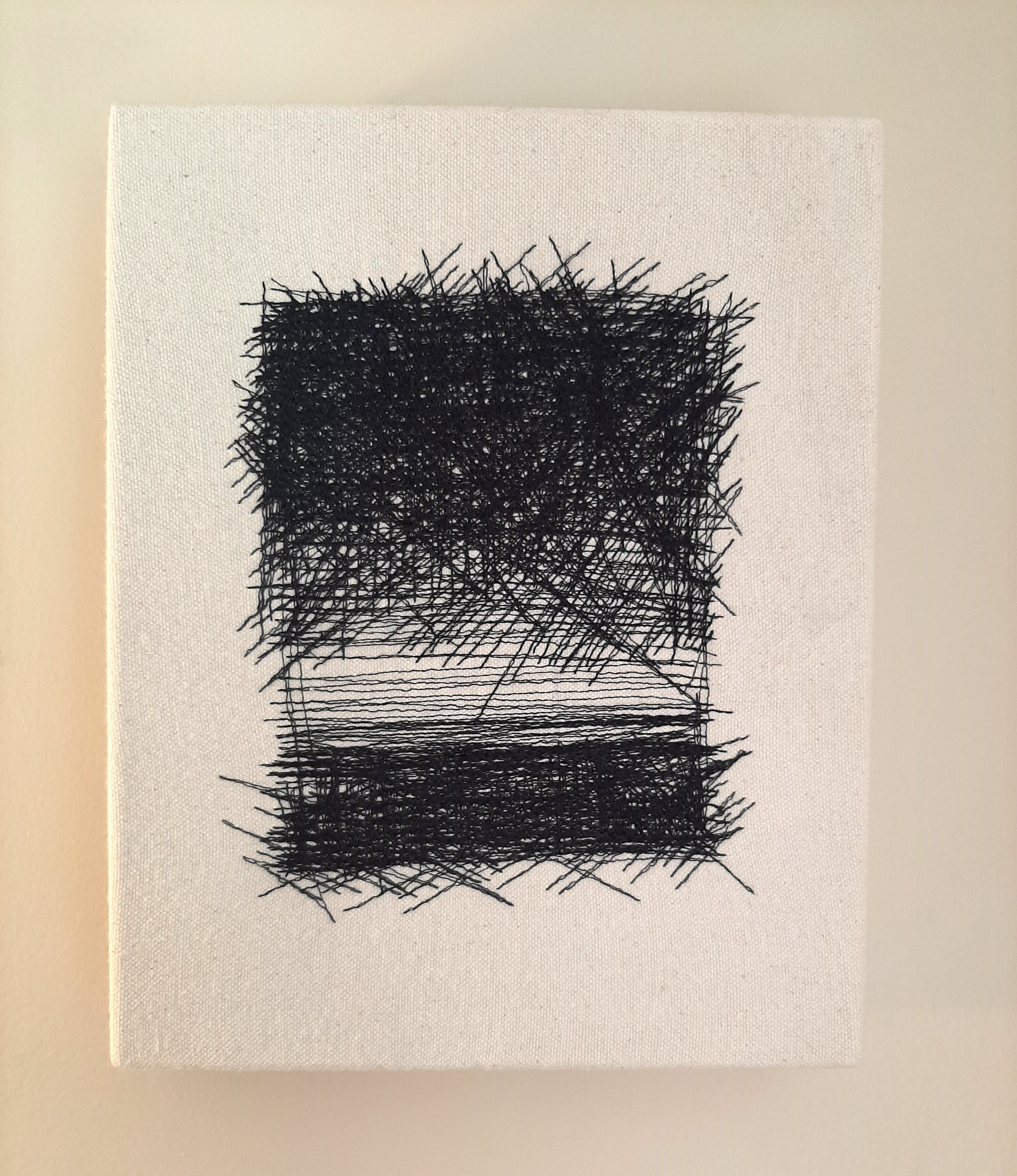 Hope Horizon (2017) by Mia Eckes. Free style machine stitching on canvas.