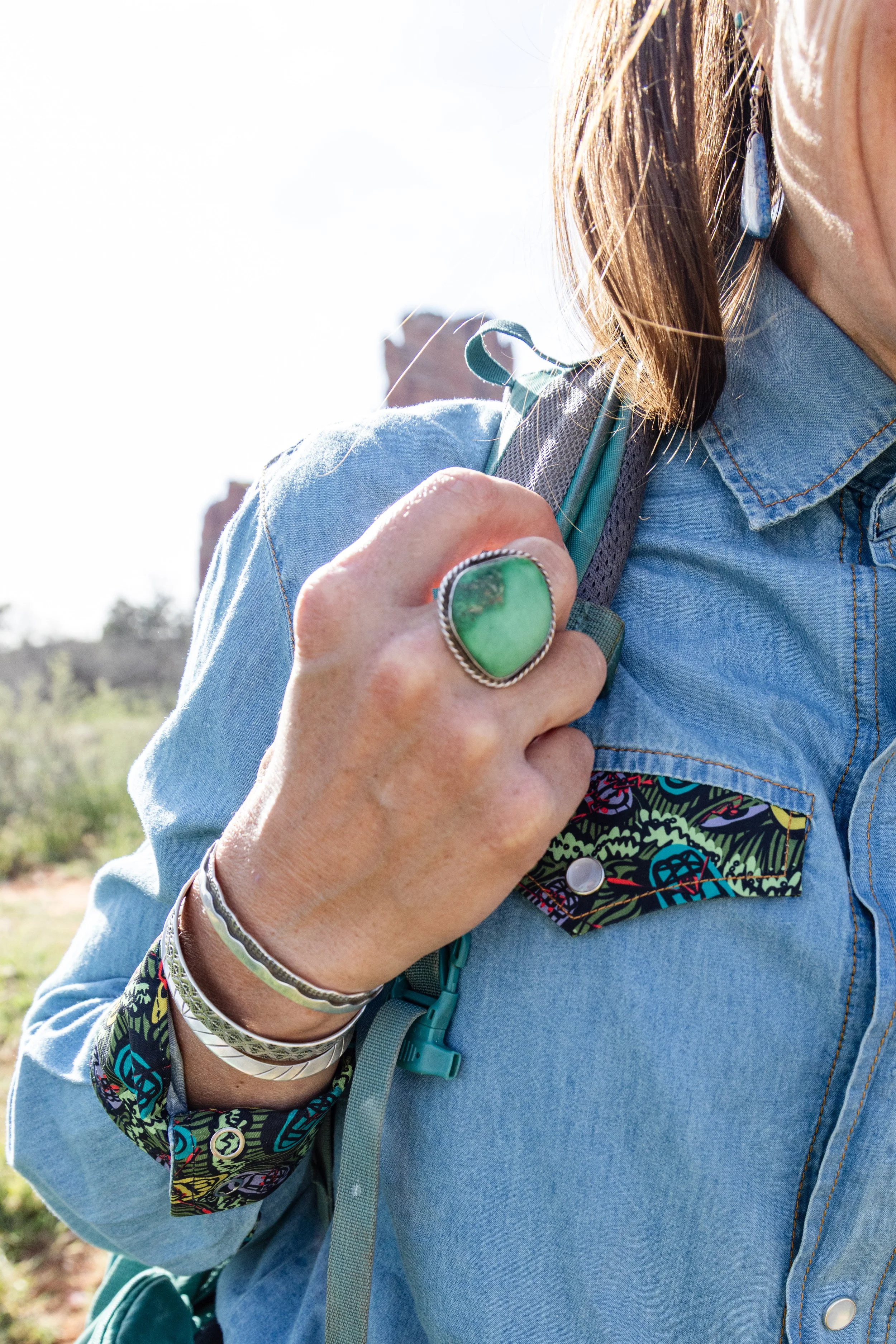 River Party Denim Pearl Snap (Work of Harris Collab)