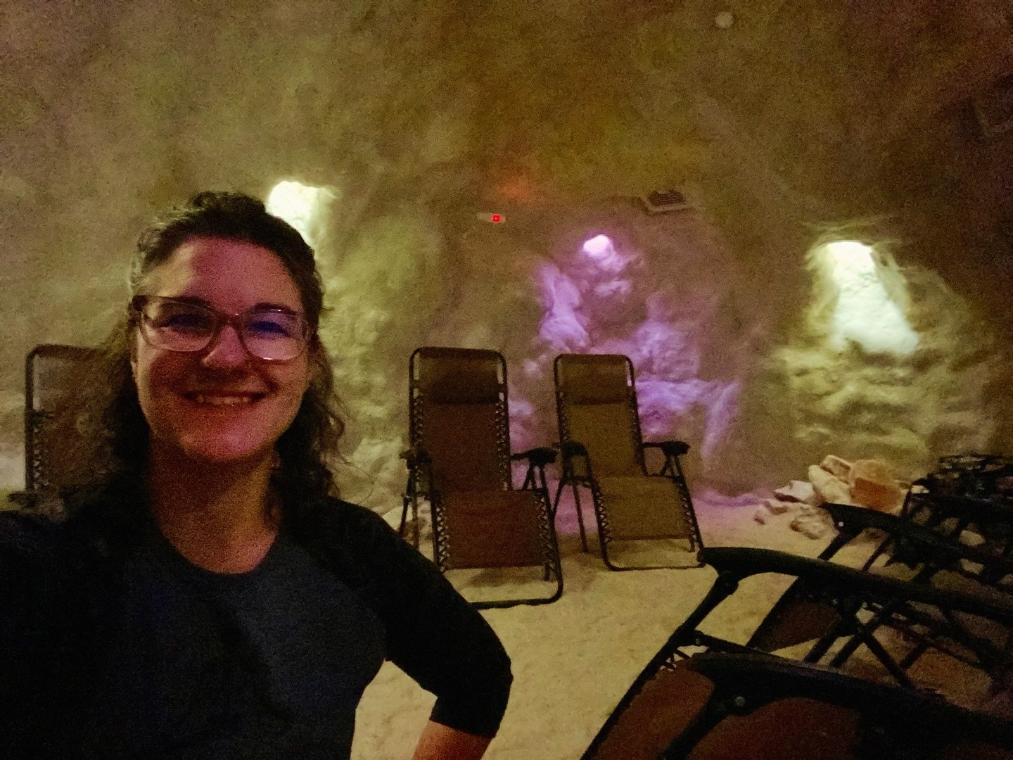 I&rsquo;ll try almost anything once. Today is my first time resting in a salt cave at a local spa. I have the cave to myself and there is gentle guitar music playing. It is filled with pink Himalayan salt everywhere and a very fine salt dust is in th