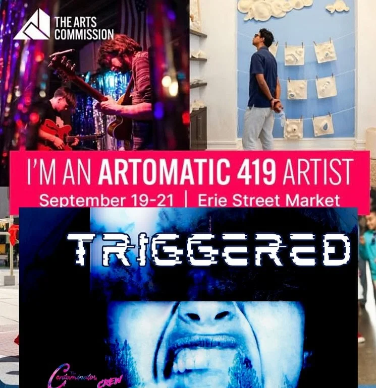 Our Experimental Arthouse short is playing at artomatic 419 at Erie Street Market downtown Toledo. 

Saturday, September 20:
2:45pm - 3pm
8:15pm - 8:30pm
 

@isasgottaholdonyou will be at 2nd showing with vegan popcorn and La Croix. Come say hi, I am