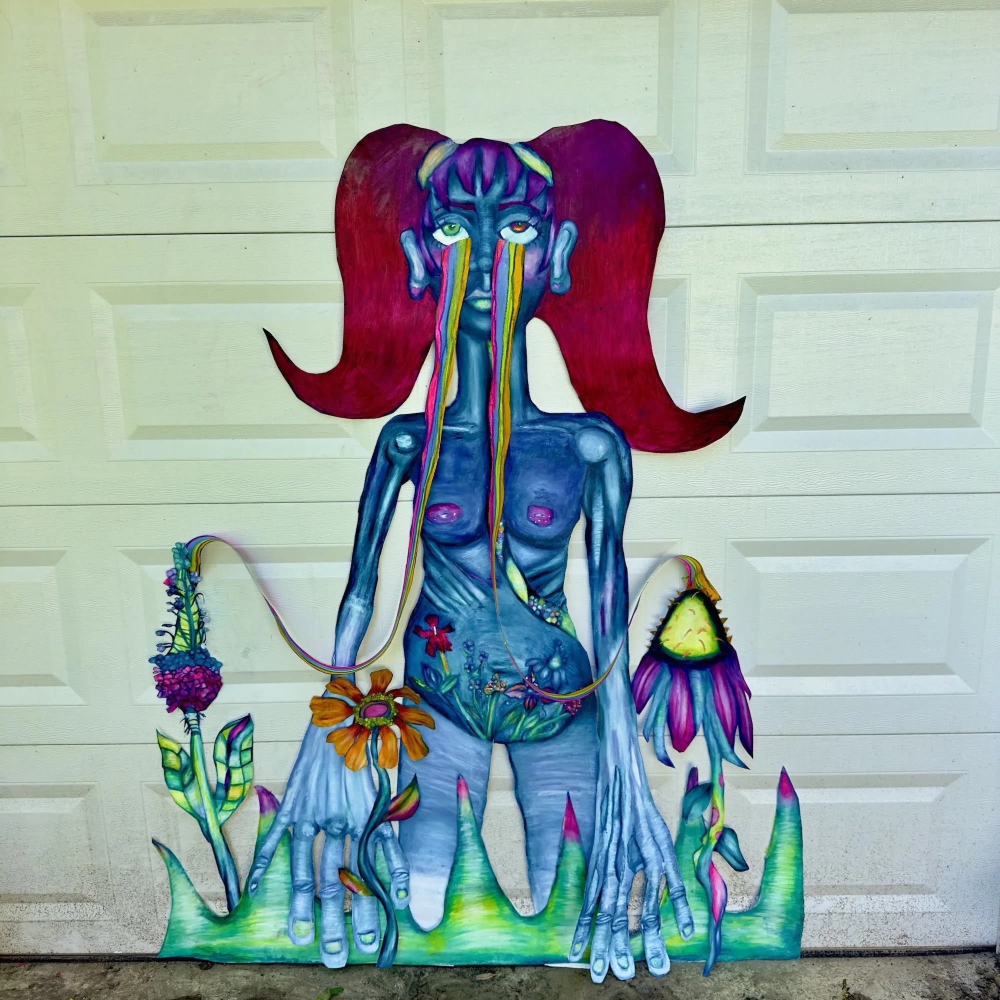 Crew Member: #1 The Contaminator 
Title: Personal Gardener 
Year: 2025 
Size: 71 x 56 inches 
Medium: Professional Oil-Stick,Gesso, Acid-Free Drawing Paper, Fixative 
Magnets and tacks are included with the purchase 
$3,000 $200 install fee +travel