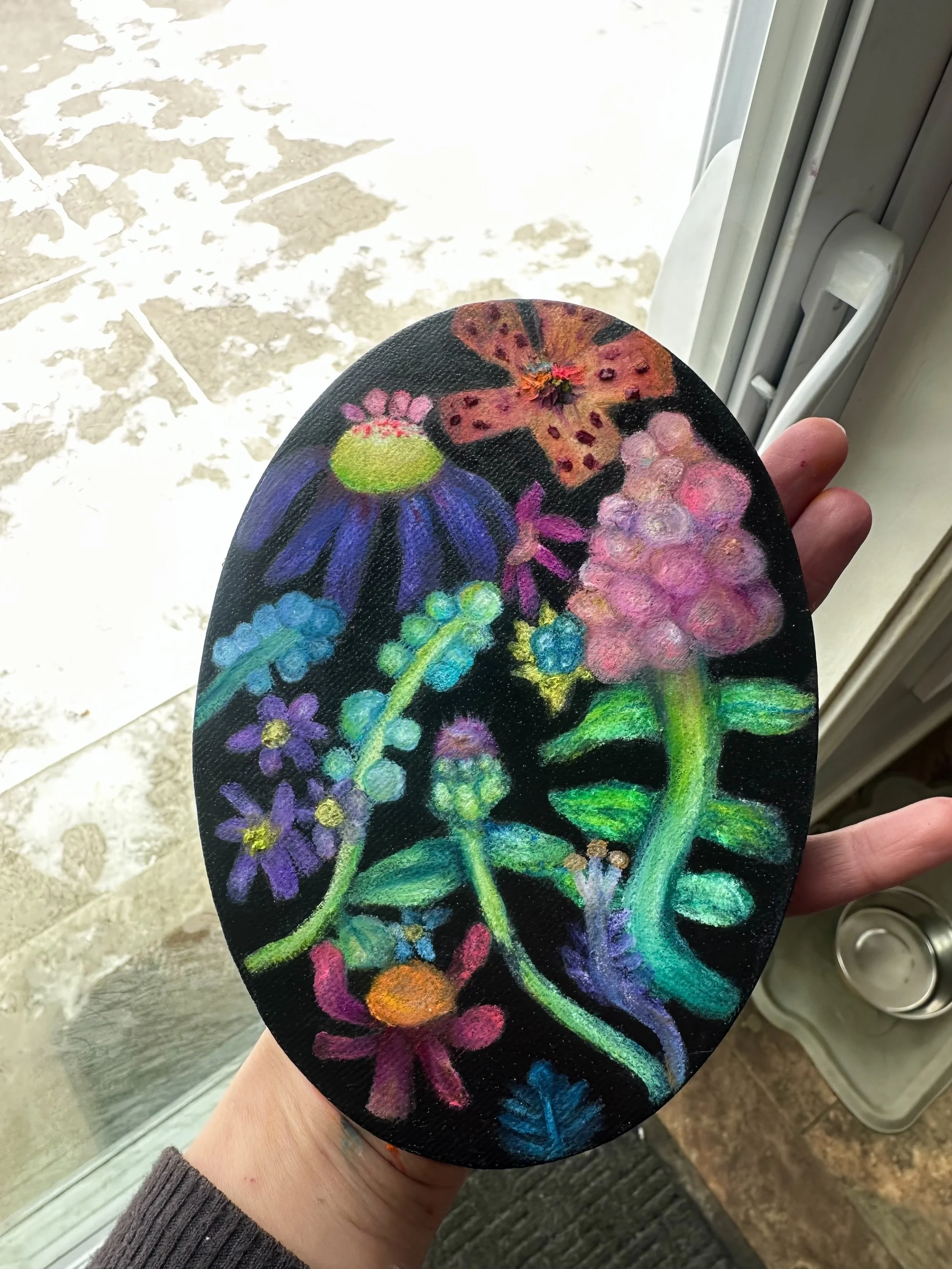 Title: Mom's Soul
2025
7 x 5 Inch
Oil-Stick On Spray Painted Canvas
Sold
Similiar Commissions Starting at $200
Click Photo to inquire a custom drawing