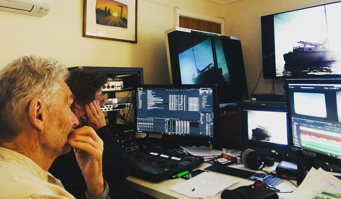 #crystalvoyager is back in the suite and the 4K DCP is getting closer folks! #davidelfick #greenoughfilms and #picolofilms teamed up in the Sydney studio this week to get on with furthering the NFSA digital scans from the original master film. David 