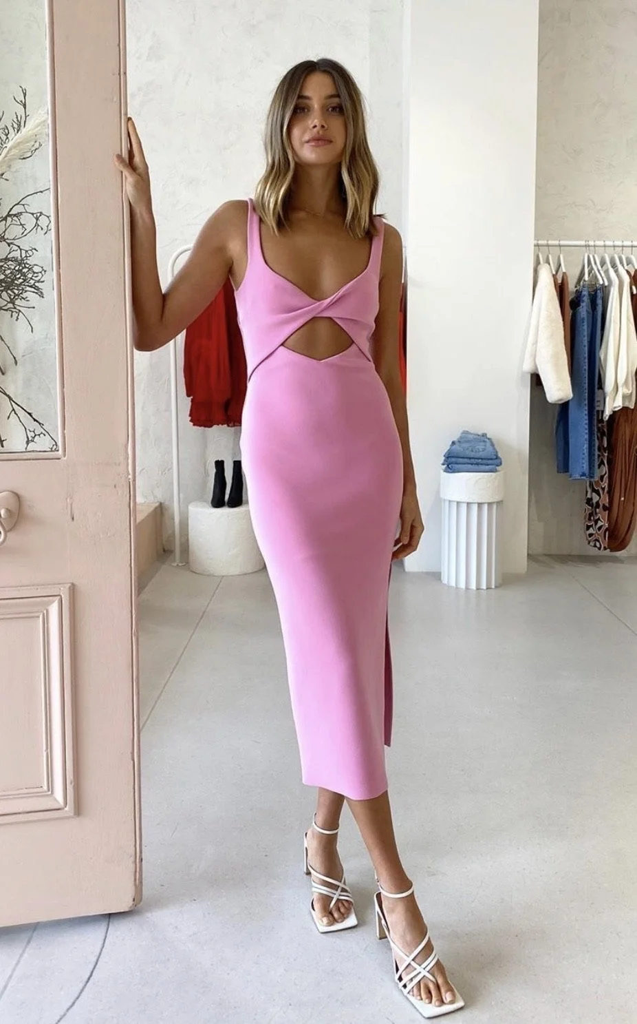 bec and bridge pink dress midi Bec + Bridge Aveline Tuck Midi Dress
