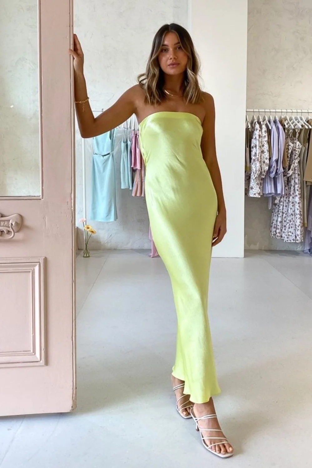 slim fit dress slacks Hannah Artwear Leandra Maxi Dress Fernando Citrus