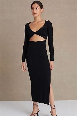 Bec and Bridge- Della Vita Midi Dress Black  Borrowed Boutique Co.