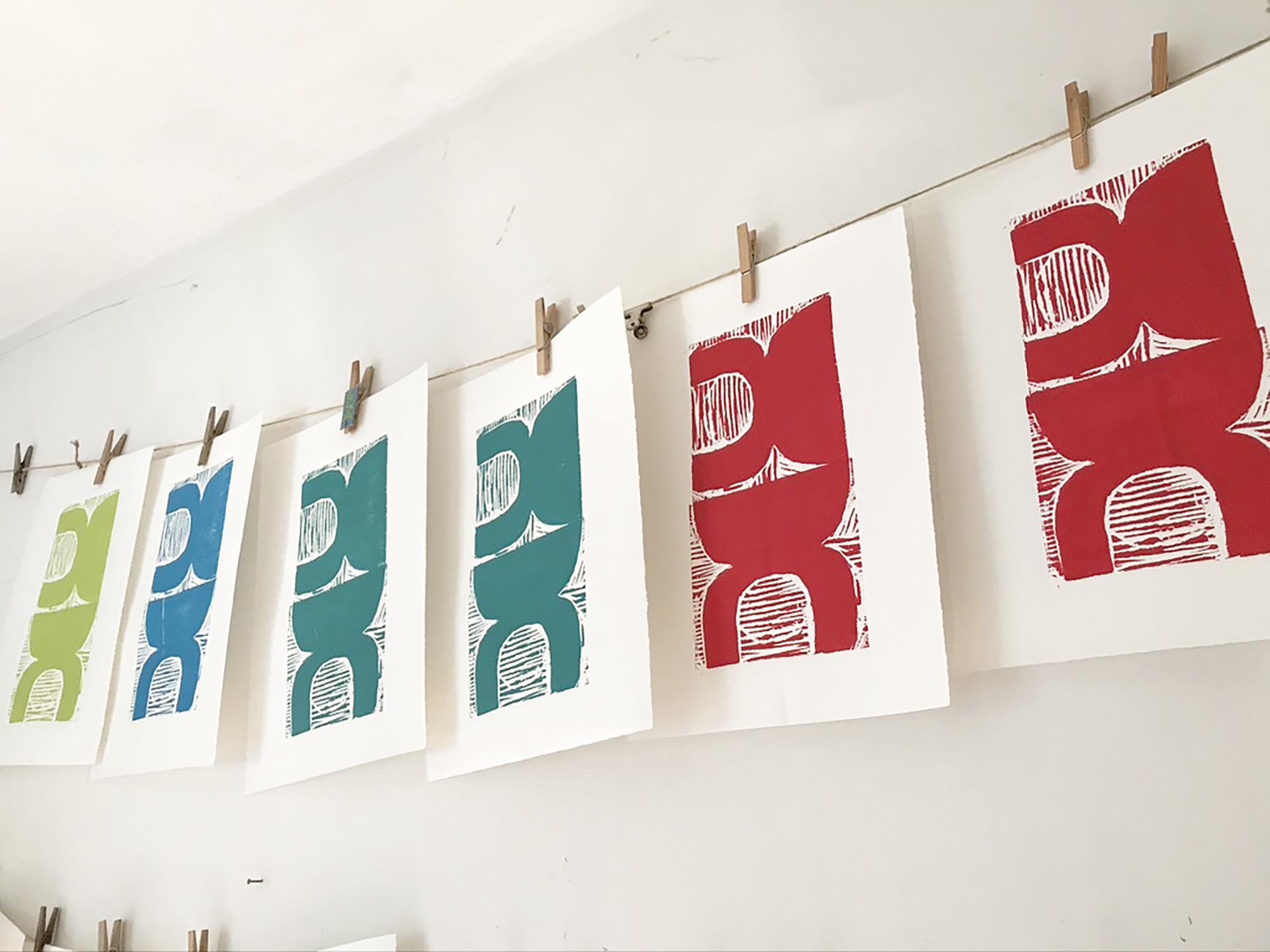Wood cut prints ( layer 1) drying .jpeg