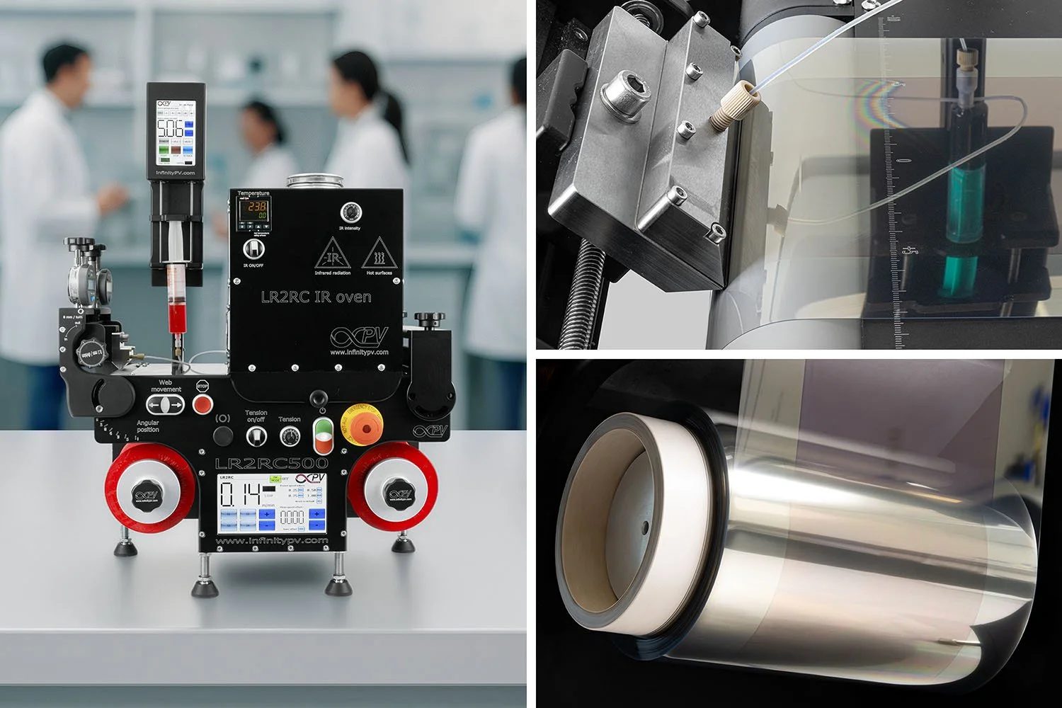 In this series, we use the Laboratory Roll-to-Roll Coater to slot-die coat the various layers.