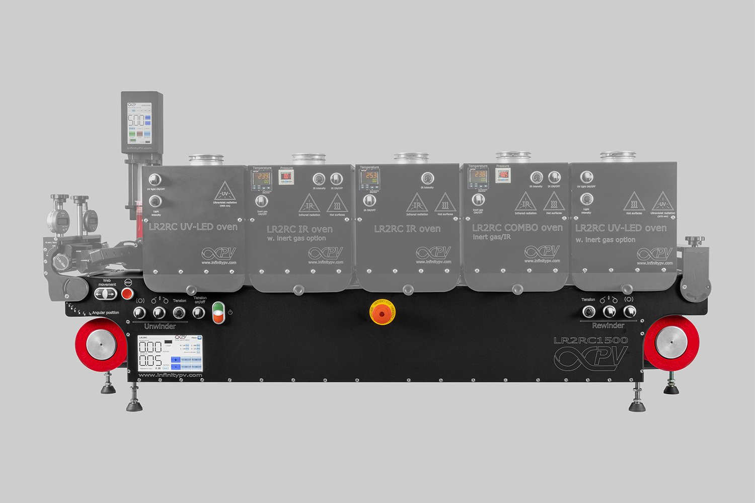 Laboratory Roll-to-Roll Coater | R2R Slot-die Coater for thin film processing featuring a slot-die head, oven systems and syringe pump