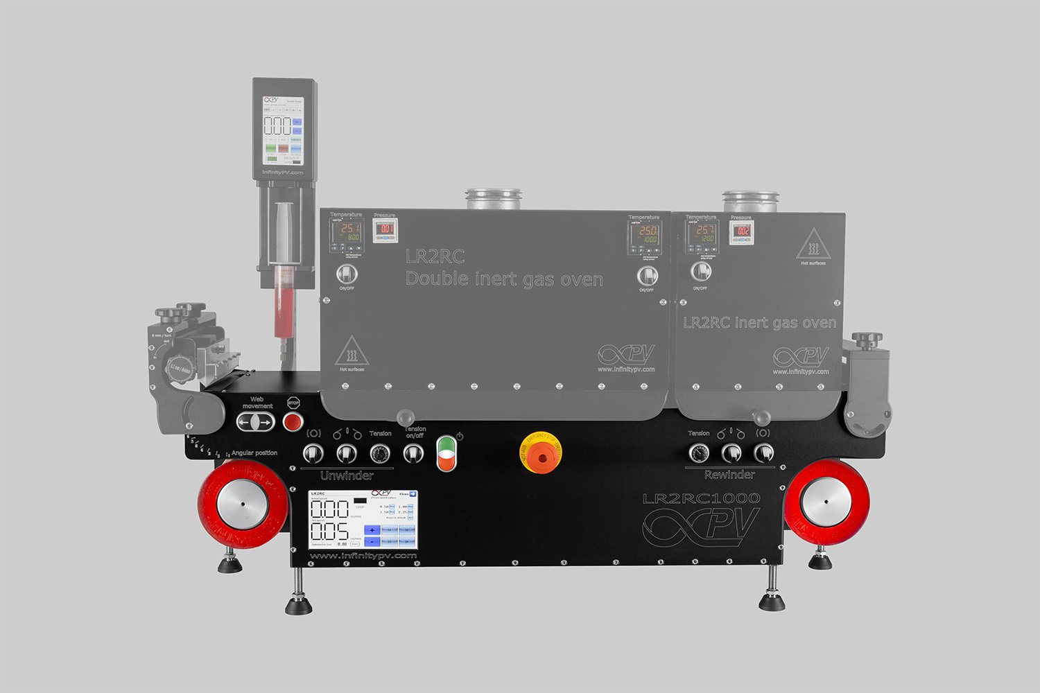 Laboratory Roll-to-Roll Coater | R2R Lab Coater featuring a slot-die head, syringe pump and ovens