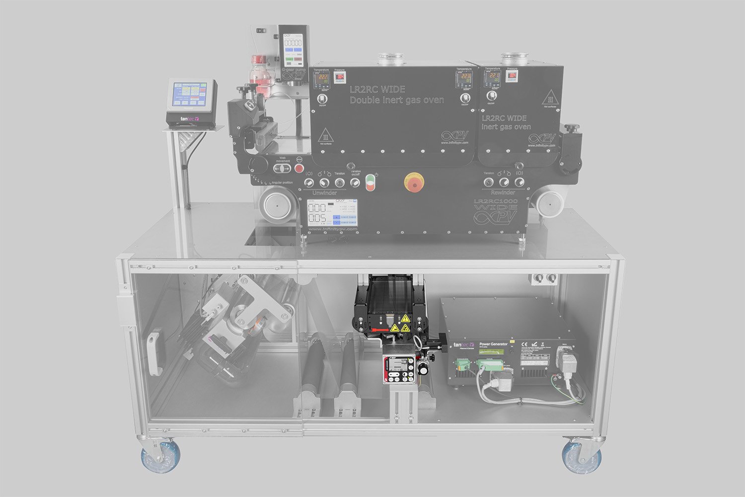 Edge Guide on a lab r2r slot-die coating platform