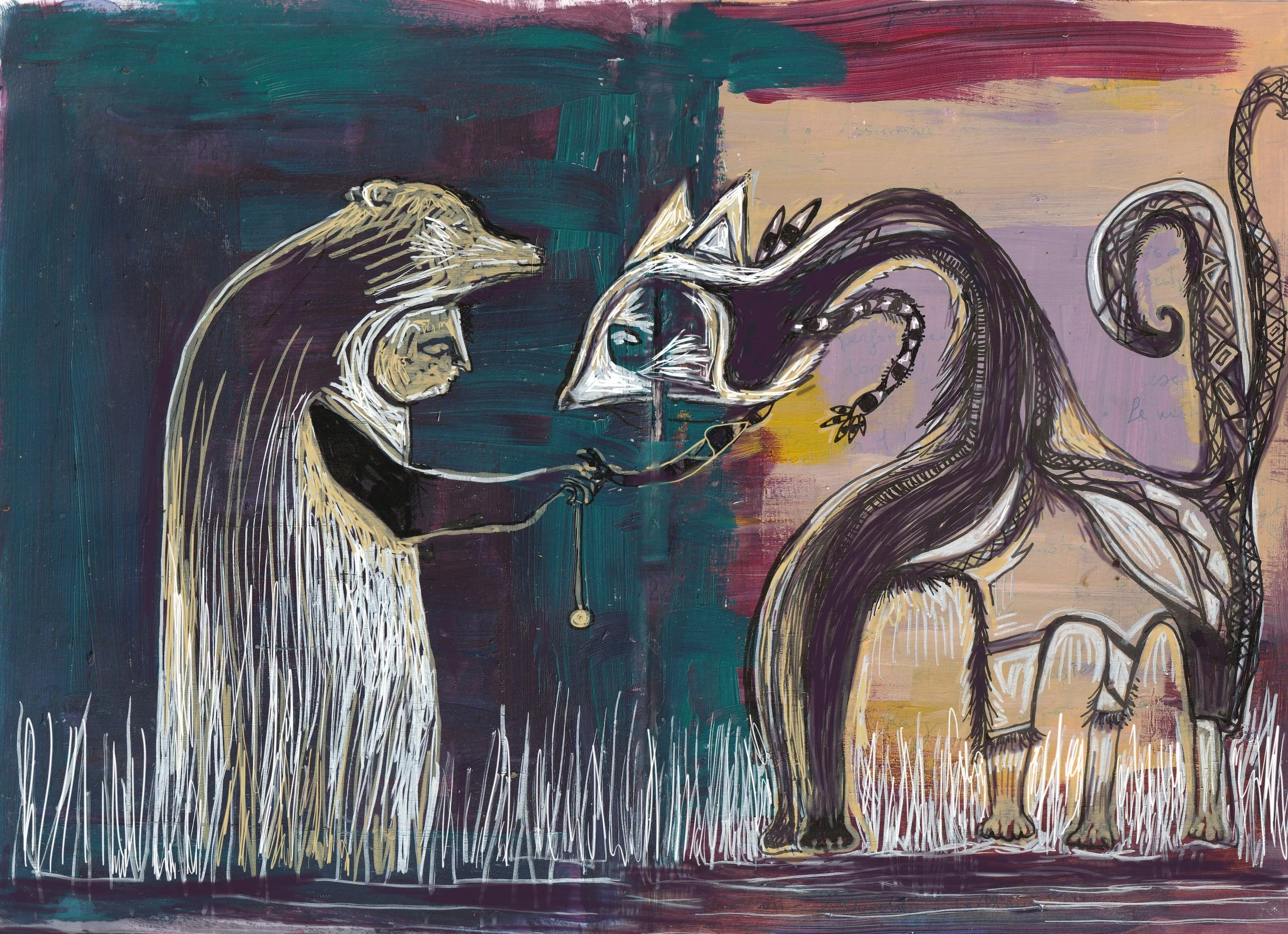 present, 14x30cm, mixed media on paper