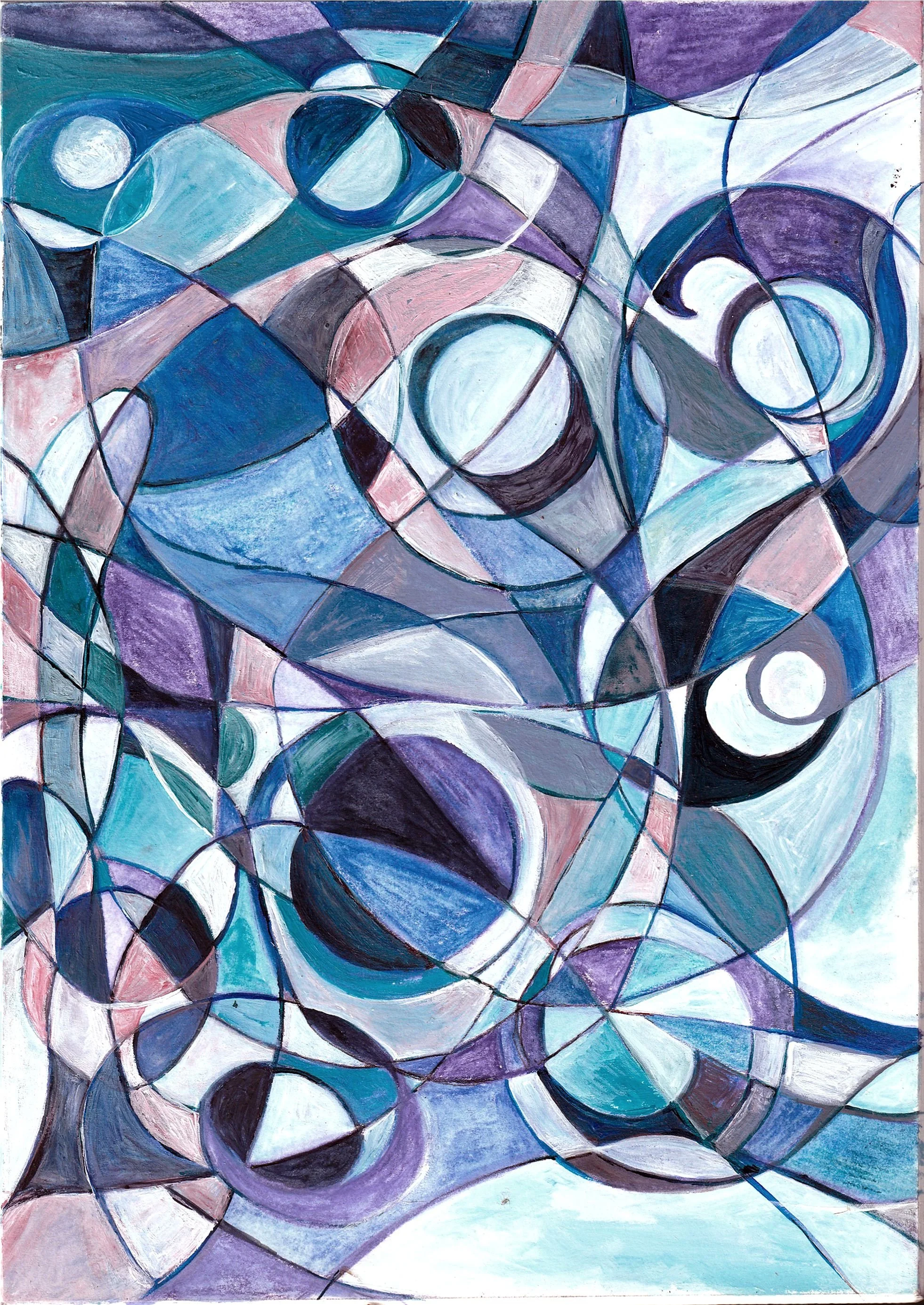 rythme d'eau, 14, 8x21cm, acrylic on carton