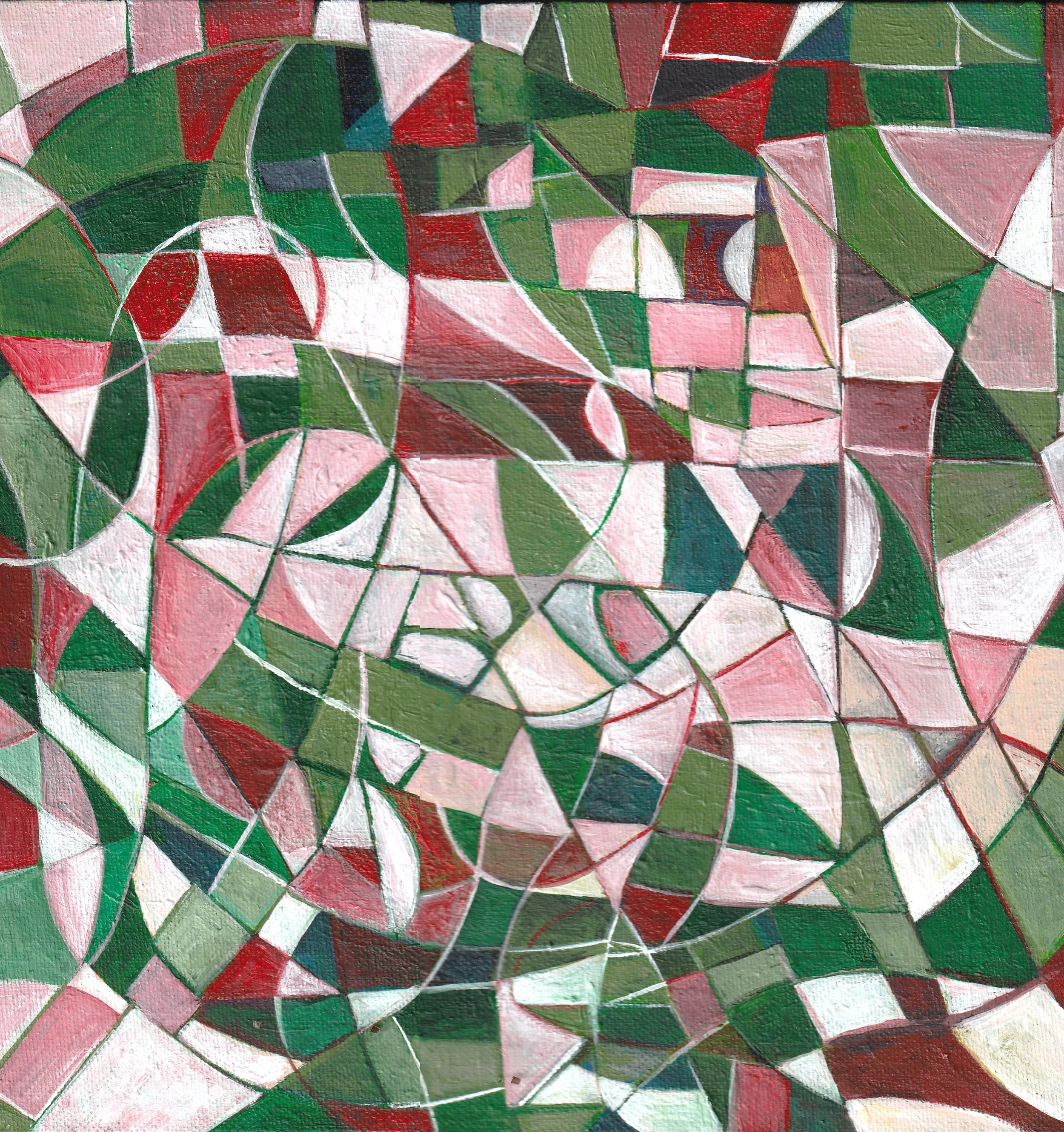 rythme de verts, 17x17cm, acrylic on canvas