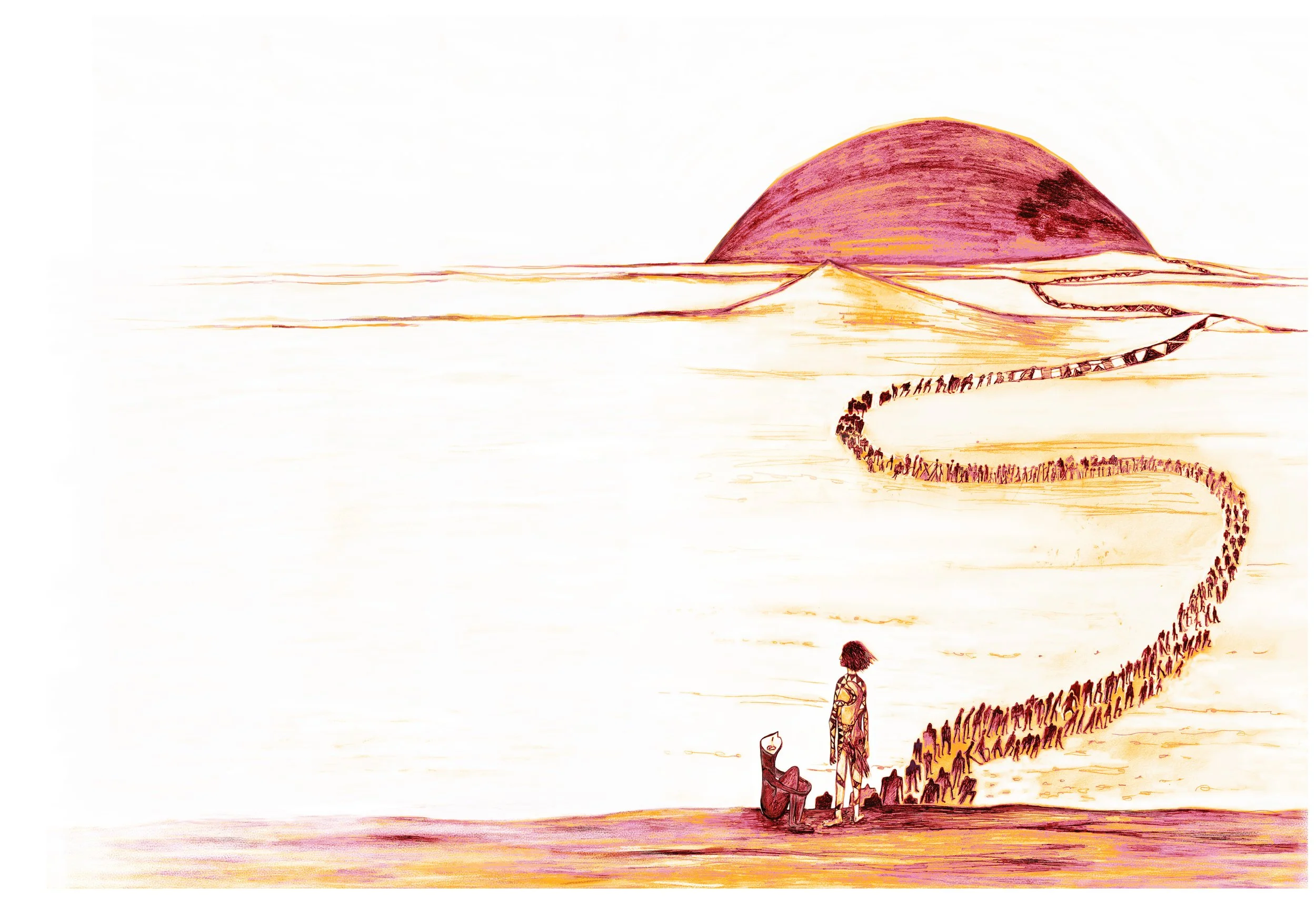 Badalle, illustration conte fantasy, 40x25 cm, mixed medium on paper