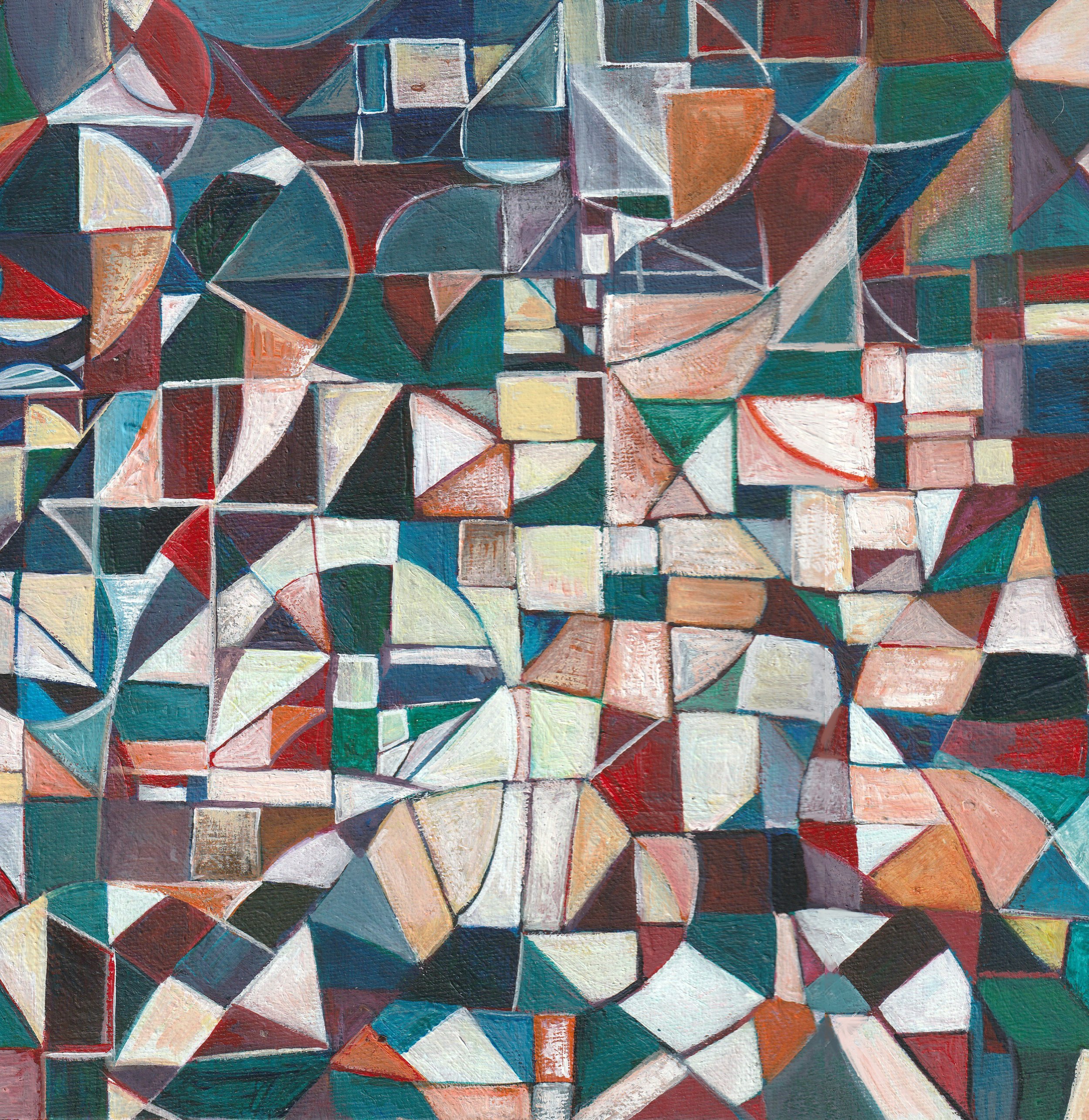 rythme 1- ville neige, 18x18 cm, acrylic on canvas