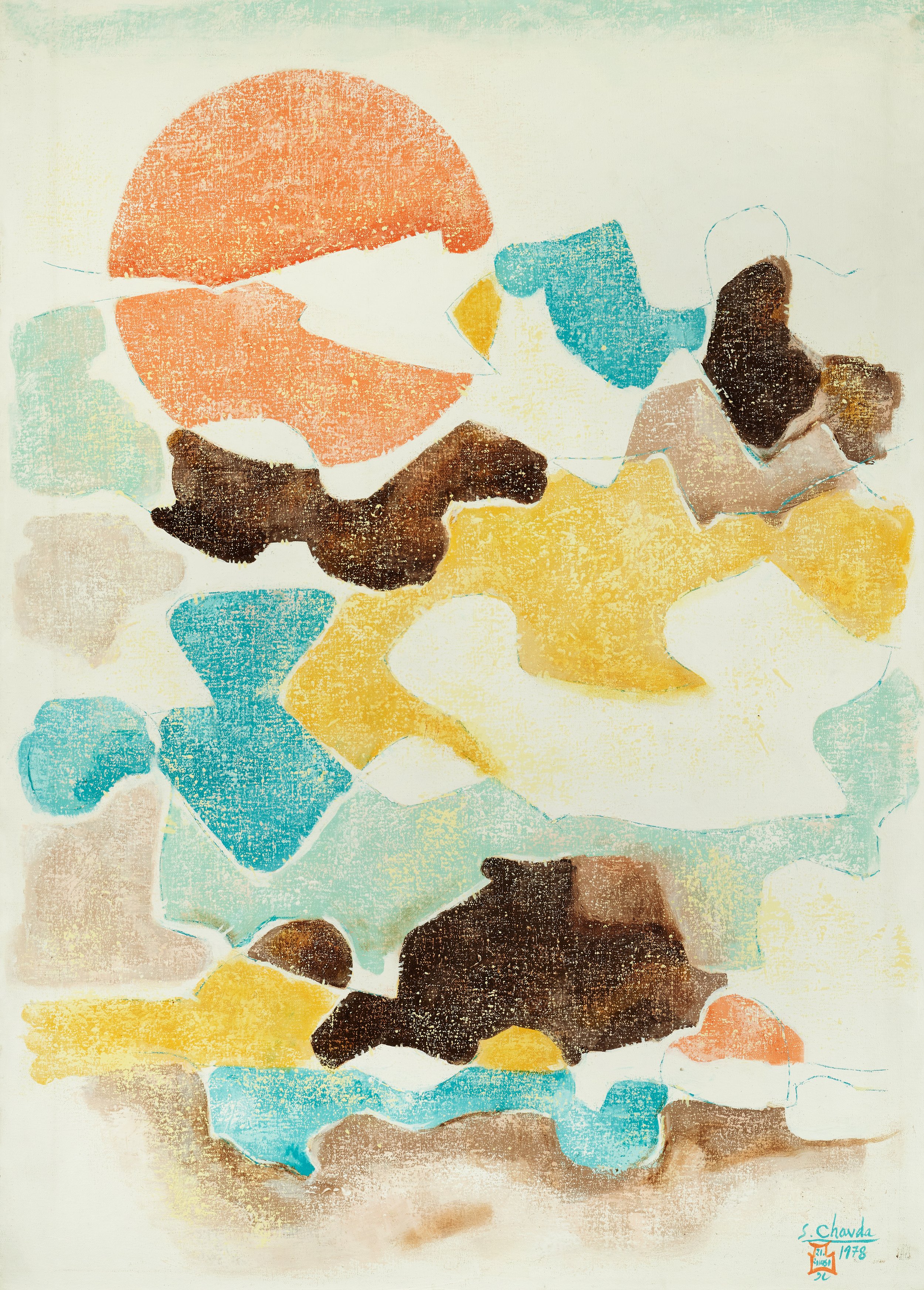 Sunset III (Painting) 1978, Oil on canvas 42x30" Signed l.r. Signed, dated and inscribed on reverse