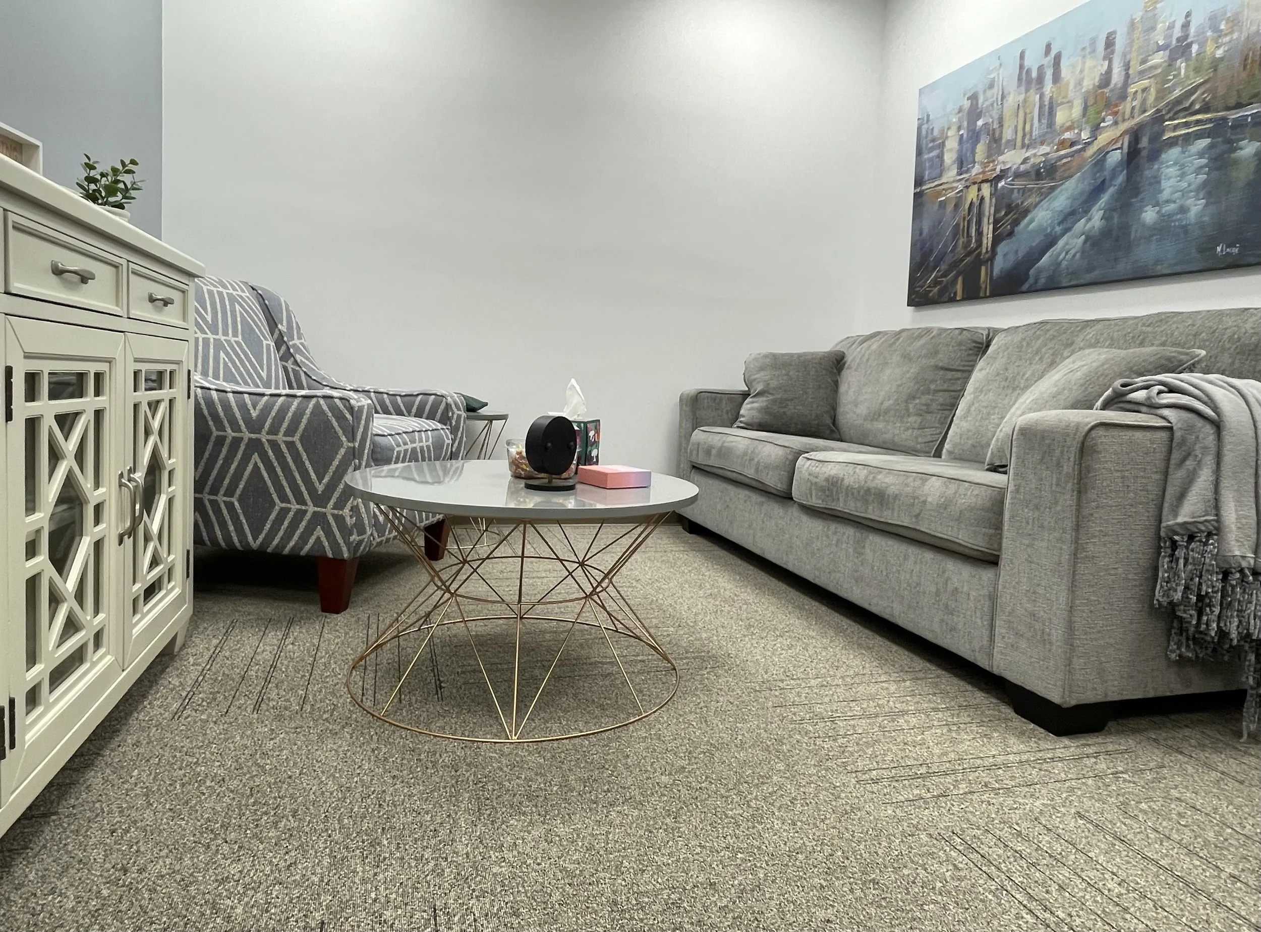 Photo of counseling office in Indianapolis, IN. Indiana Counseling and Resilience Center provides helpful group therapy in Indy for anxiety, stress and relationships