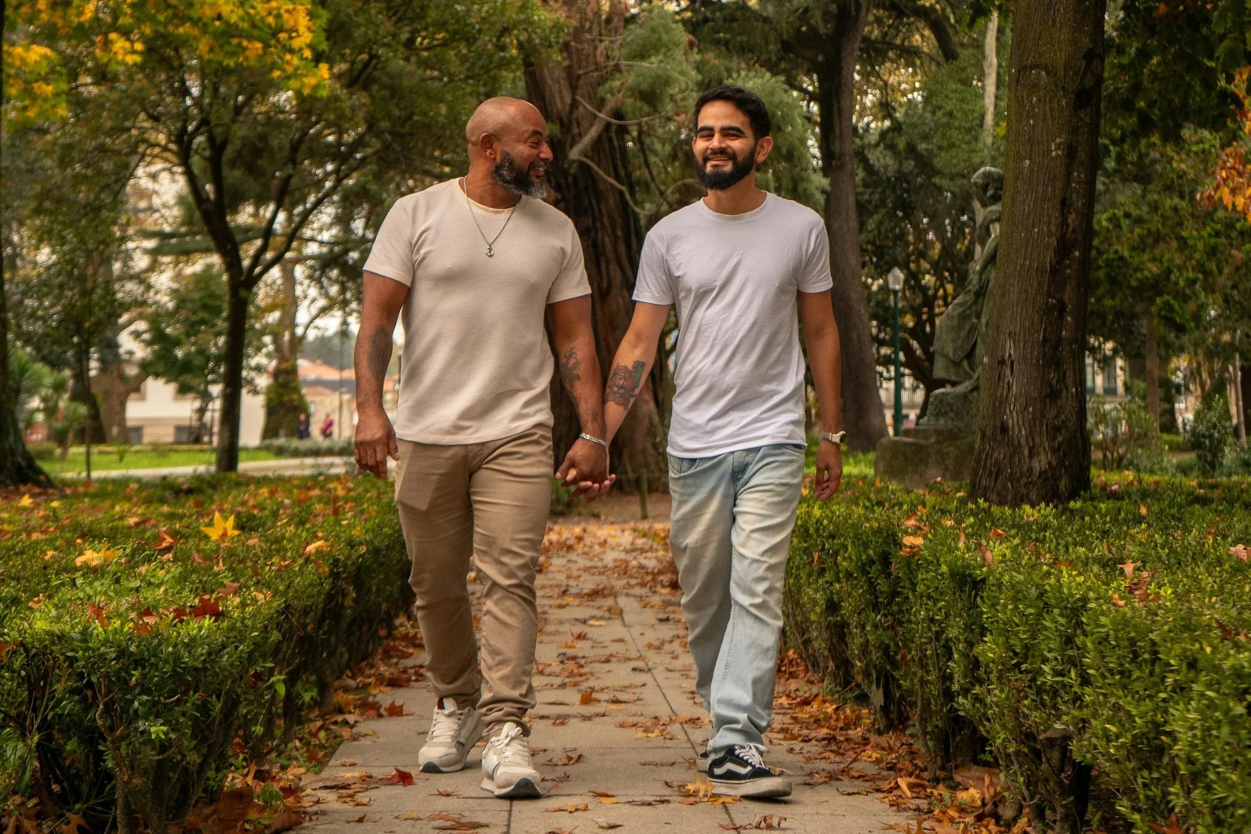 Photo of a LBGTQ couple walking. Are you stressed and looking for a LGBTQ-affirming therapist near me? Discover how LGBTQ therapy in Indianapolis, IN can help you.