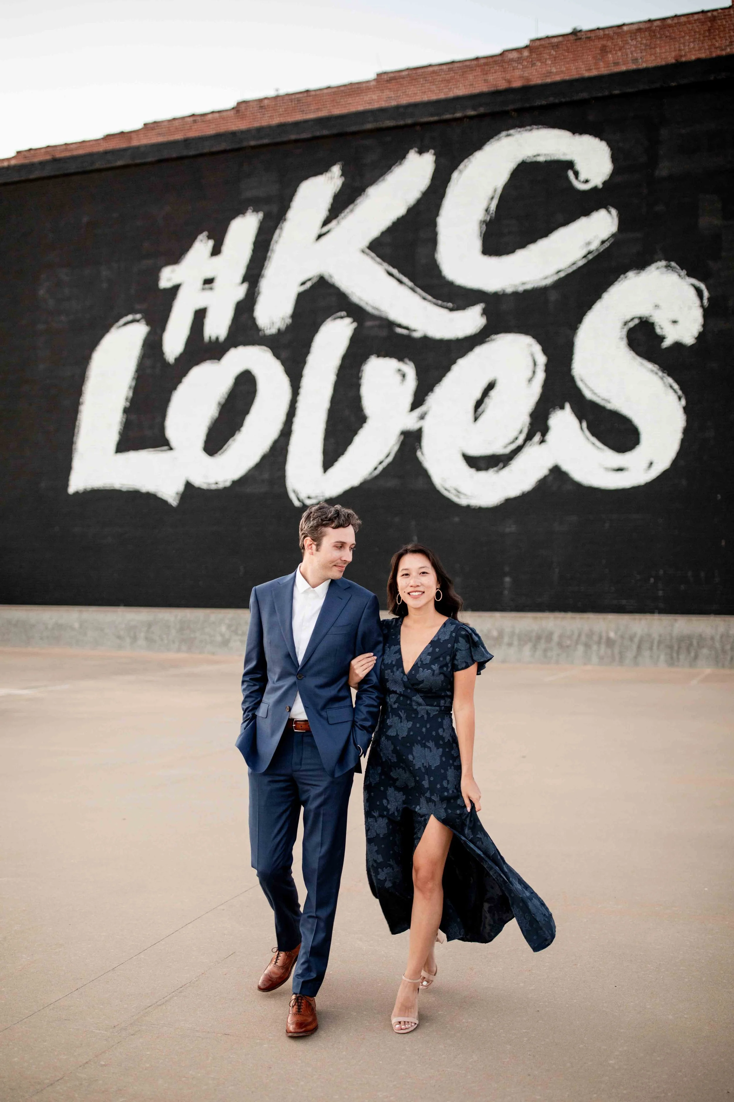 Engagement session in the Crossroads area of Kansas City
