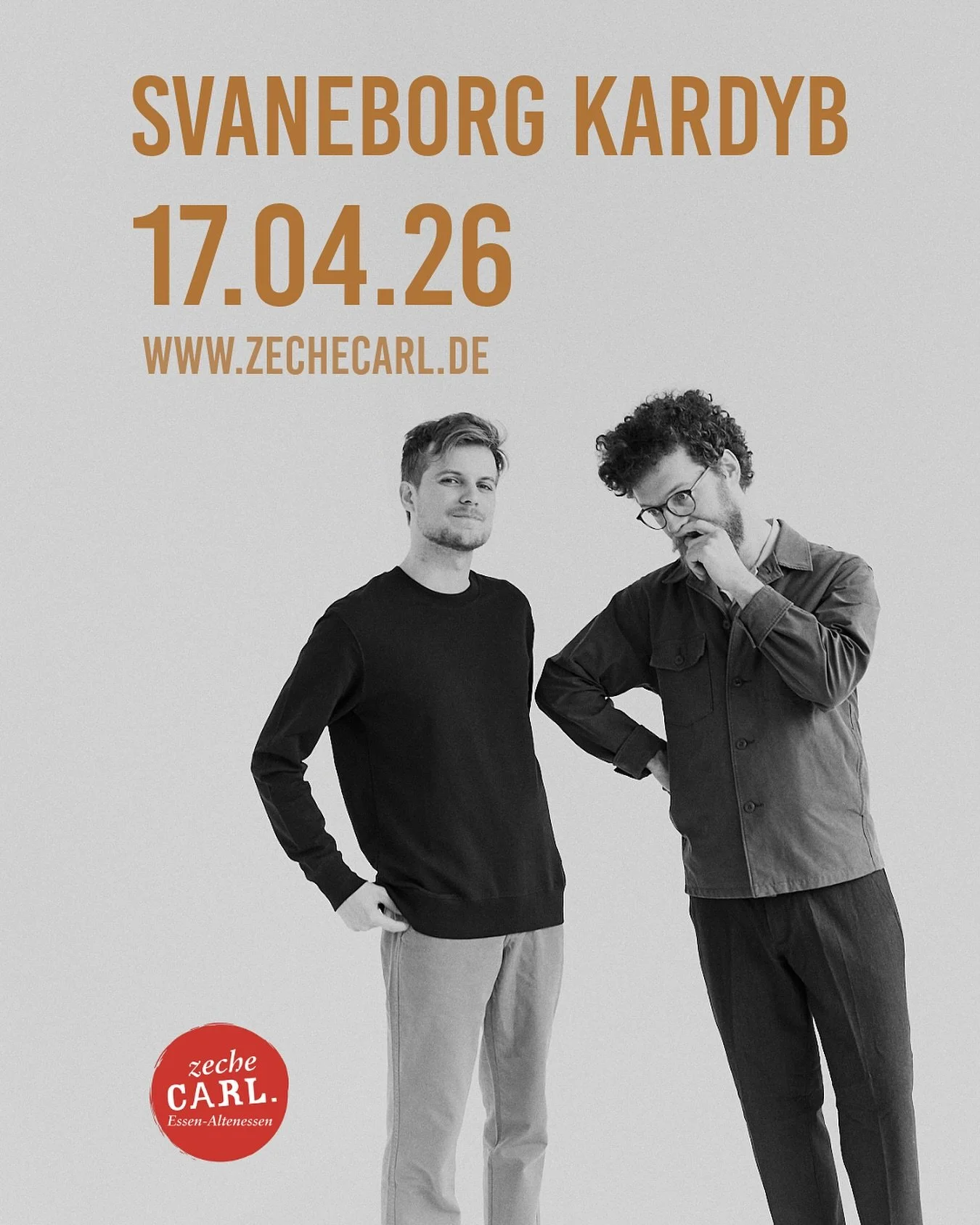 Freitag, 17.04.26 | Zeche Carl | Einlass: 19:00 Uhr | Beginn: 20:00 Uhr | Konzert

VVK: 23&euro; zzgl. Geb&uuml;hren | AK: 28&euro;

Das d&auml;nische Duo Svaneborg Kardyb besteht aus Pianist Nikolaj Svaneborg und Schlagzeuger Jonas Kardyb. Ihre Musi