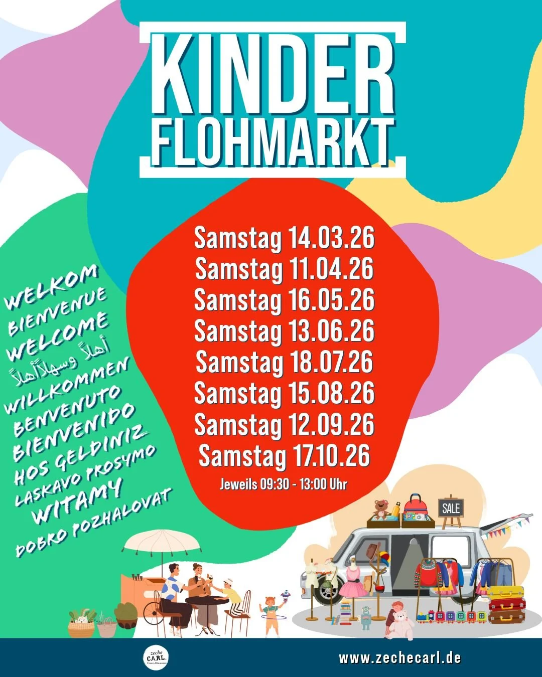 DANKE F&Uuml;R EIN TOLLES JAHR 2025! WIR FREUEN UNS AUF DEN KINDERFLOHMARKT 2026! 

N&auml;chster Termin:

Samstag, 14.03.2026 | 09:30-13:00 Uhr | Flohmarkt | Au&szlig;engel&auml;nde 

Kinderflohmarkt

Hier gibt es alles rund ums Kind

Unser Kinderfl