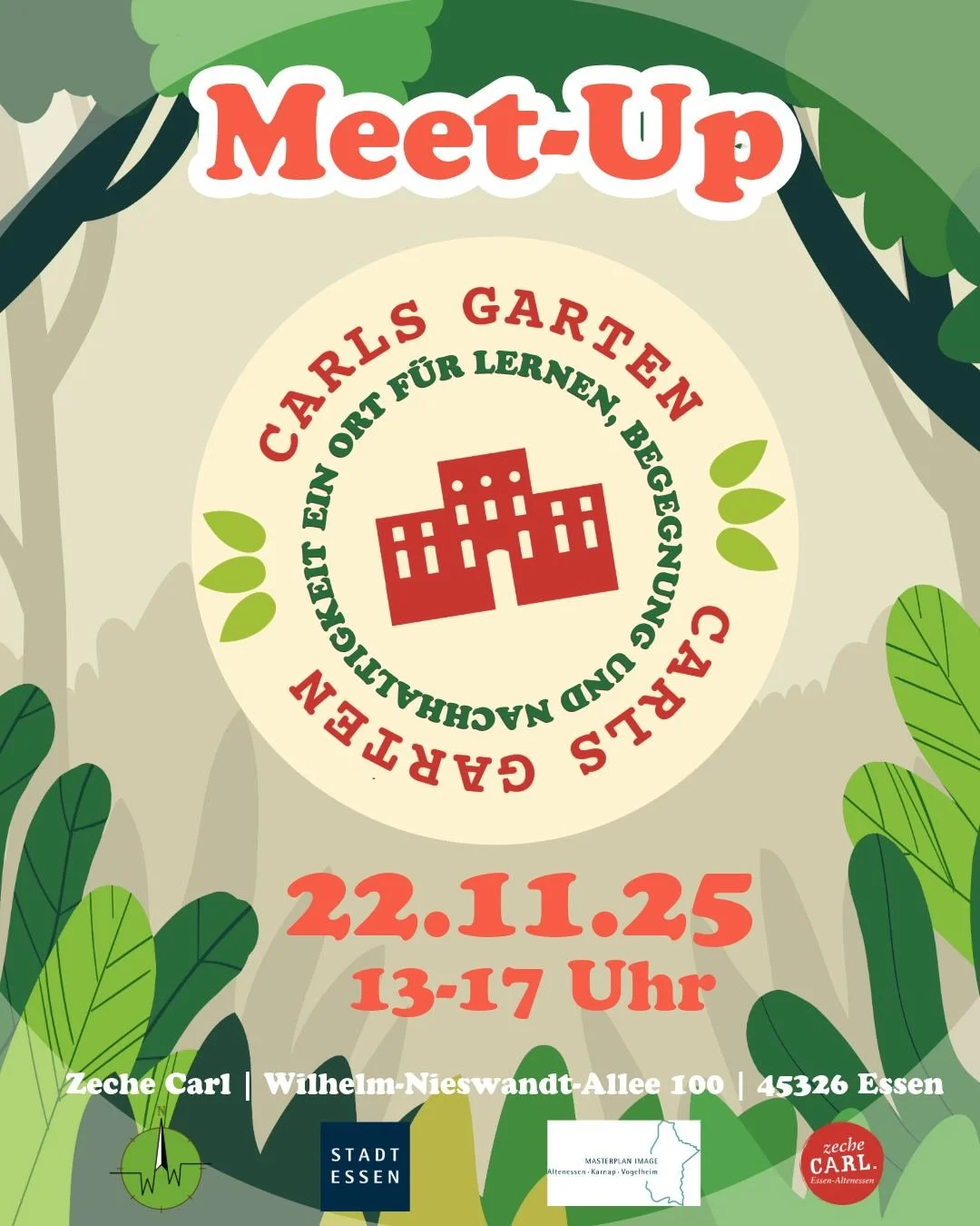 Carls Garten &ndash; Ein Ort f&uuml;r Lernen, Begegnung und Nachhaltigkeit
Start unserer neuen Aktionsreihe!

Samstag, 22.11.25 | Zeche Carl | Beginn: 13:00 Uhr | Mitmachaktion

Teilnahme kostenlos

Wir starten in den Herbst mit frischer Energie und 