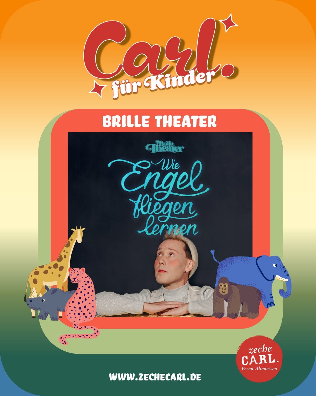 CARL. f&uuml;r Kinder: BrilLe Theater
Wie Engel fliegen lernen 

Sonntag, 14.12.25 | Zeche Carl | Einlass: 10:00 Uhr | Beginn: 11:00 Uhr | Kindertheater

Kein Vorverkauf | Tageskasse: 5&euro; Kinder / 5&euro; Erwachsene

Auf der Erde geschehen auf ei