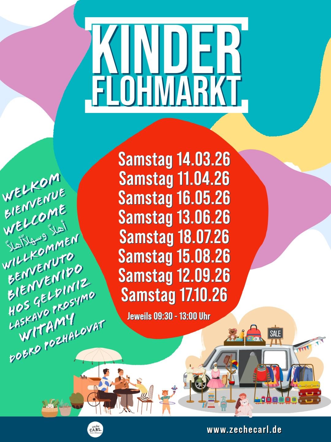 KINDERFLOHMARKT 2026

N&auml;chster Termin:

Samstag, 14.03.2026 | 09:30-13:00 Uhr | Flohmarkt | Au&szlig;engel&auml;nde 

Kinderflohmarkt

Hier gibt es alles rund ums Kind

Unser Kinderflohmarkt ist seit vielen Jahren Treffpunkt f&uuml;r gro&szlig;e