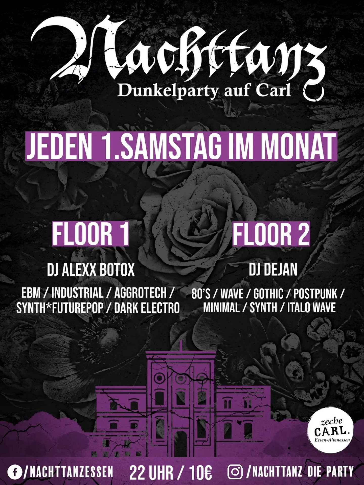 Dunkelparty auf Carl - startet in die Nacht

Samstag, 07.02.26 | Zeche Carl | Einlass: 22:00 Uhr | Beginn: 22:00 Uhr | Party

Kein VVK | AK: 10&euro;

Der erste Samstag im Monat geh&ouml;rt in der Zeche Carl den Anh&auml;ngern der schwarzen Szene. Im