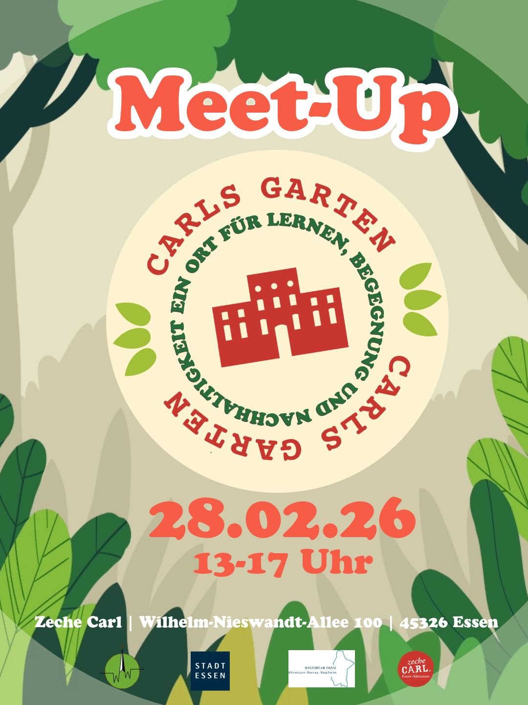 CARLS GARTEN: AKTION BAUEN

Samstag, 28.02.26 | Zeche Carl | Beginn: 13:00 Uhr | Community

Teilnahme kostenlos

Carls Garten &ndash; Ein Ort f&uuml;r Lernen, Begegnung und Nachhaltigkeit
Start unserer neuen Aktionsreihe!

Gemeinsam starten wir mit d
