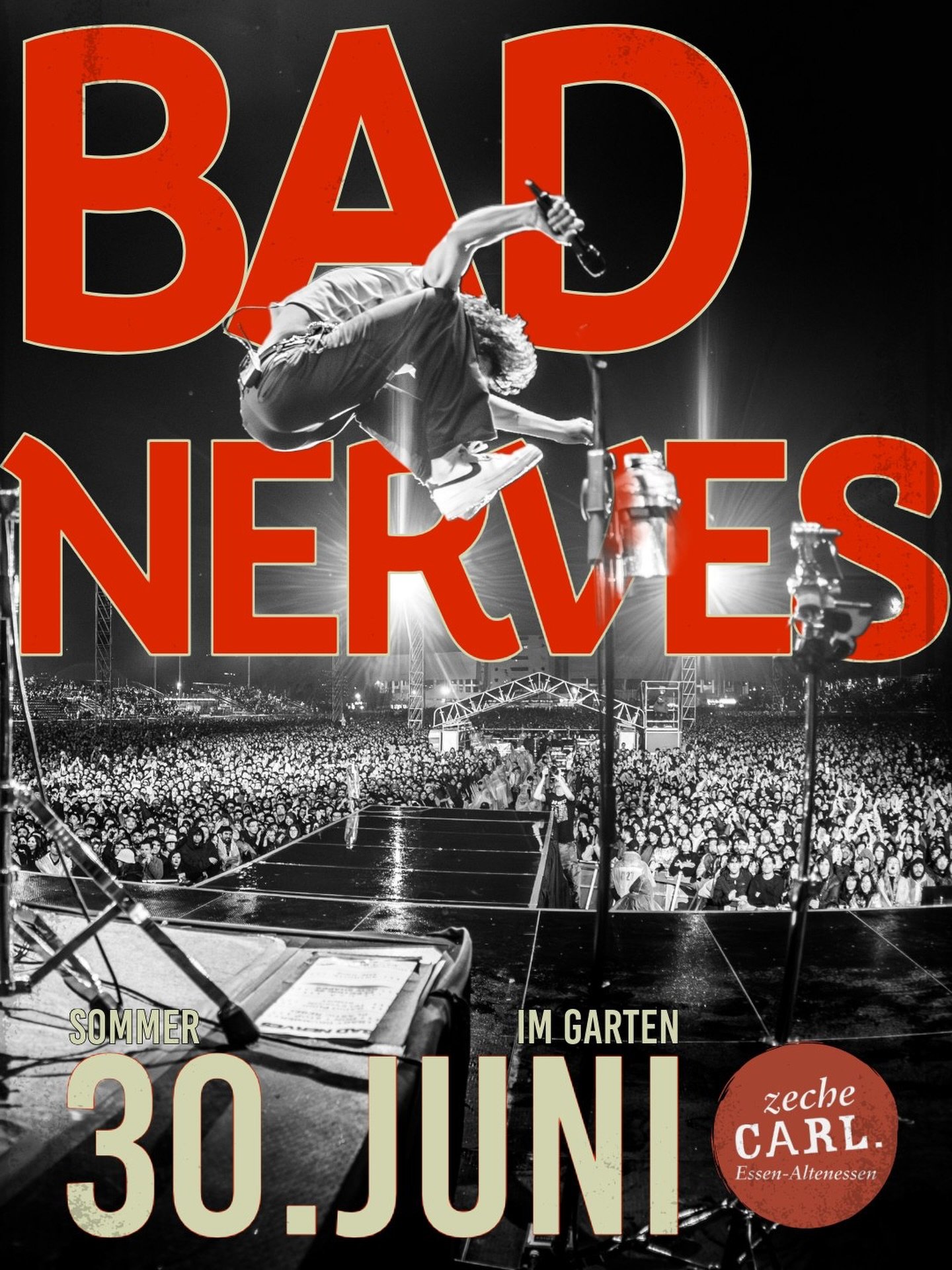 Sommer im Garten

Dienstag, 30.06.26 | Zeche Carl | Einlass: 18:30 Uhr | Beginn: 19:30 Uhr | Open-Air 

VVK: 25&euro; zzgl. Geb&uuml;hren | AK: 30&euro;

Die Bad Nerves liefern genau das, was man von einer Mischung aus Ramones und The Strokes erwarte