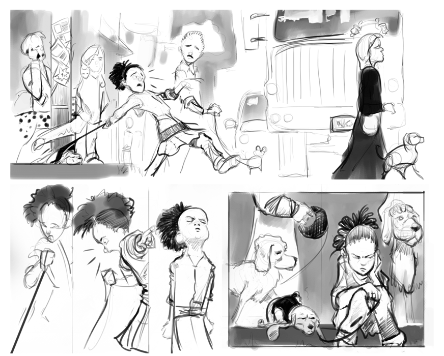 Dog Days rough (ruff?) concept page 1