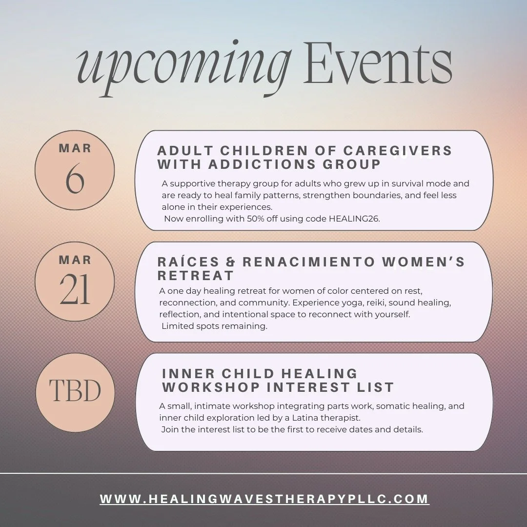 If you have been feeling the pull toward support, community, or deeper healing, this is your invitation. Our upcoming Healing Waves offerings are now open, including therapy groups, our women&rsquo;s retreat, and the Inner Child Healing Workshop inte