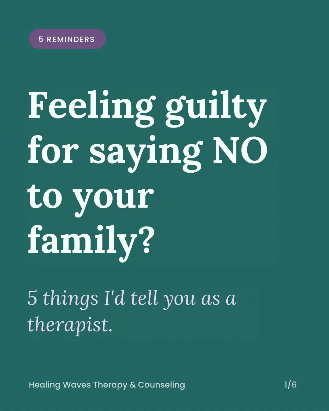 💬 What&rsquo;s harder for you: saying no to family or dealing with the guilt afterward?

🤍 Save this for when you need a reminder.

If you&rsquo;re struggling with family expectations, guilt, or setting boundaries, we&rsquo;re here to help.

Healin