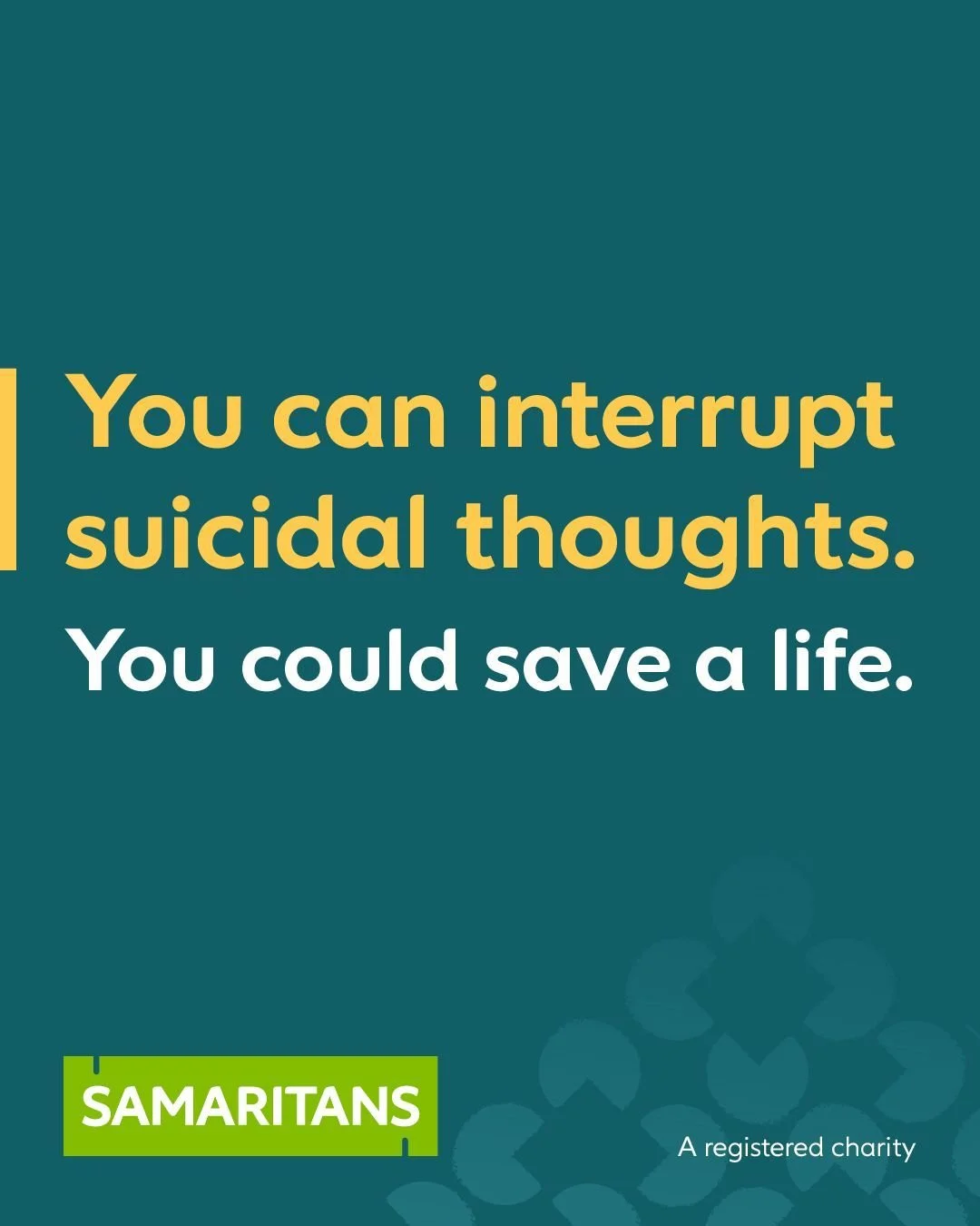 This #WorldSuicidePreventionDay, we're sharing an important message from @samaritanscharity: if you think someone might be suicidal, take action, interrupt their thoughts and show them you care.

Samaritans has co-created a campaign with people who h