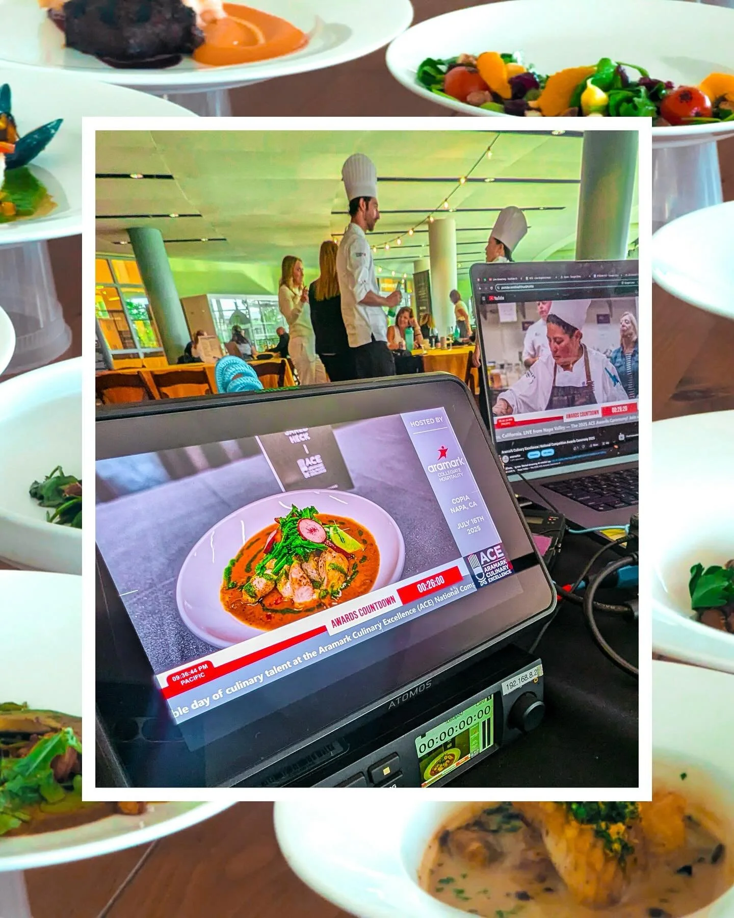 🎥 LIVE from Napa 🍷
We flew cross-country with a full broadcast kit to bring 4-camera coverage and multiple custom graphics to the 2025 Aramark Collegiate Hospitality ACE Awards! 🏆

A day in the kitchen with 8 chefs, a night of celebration with ind