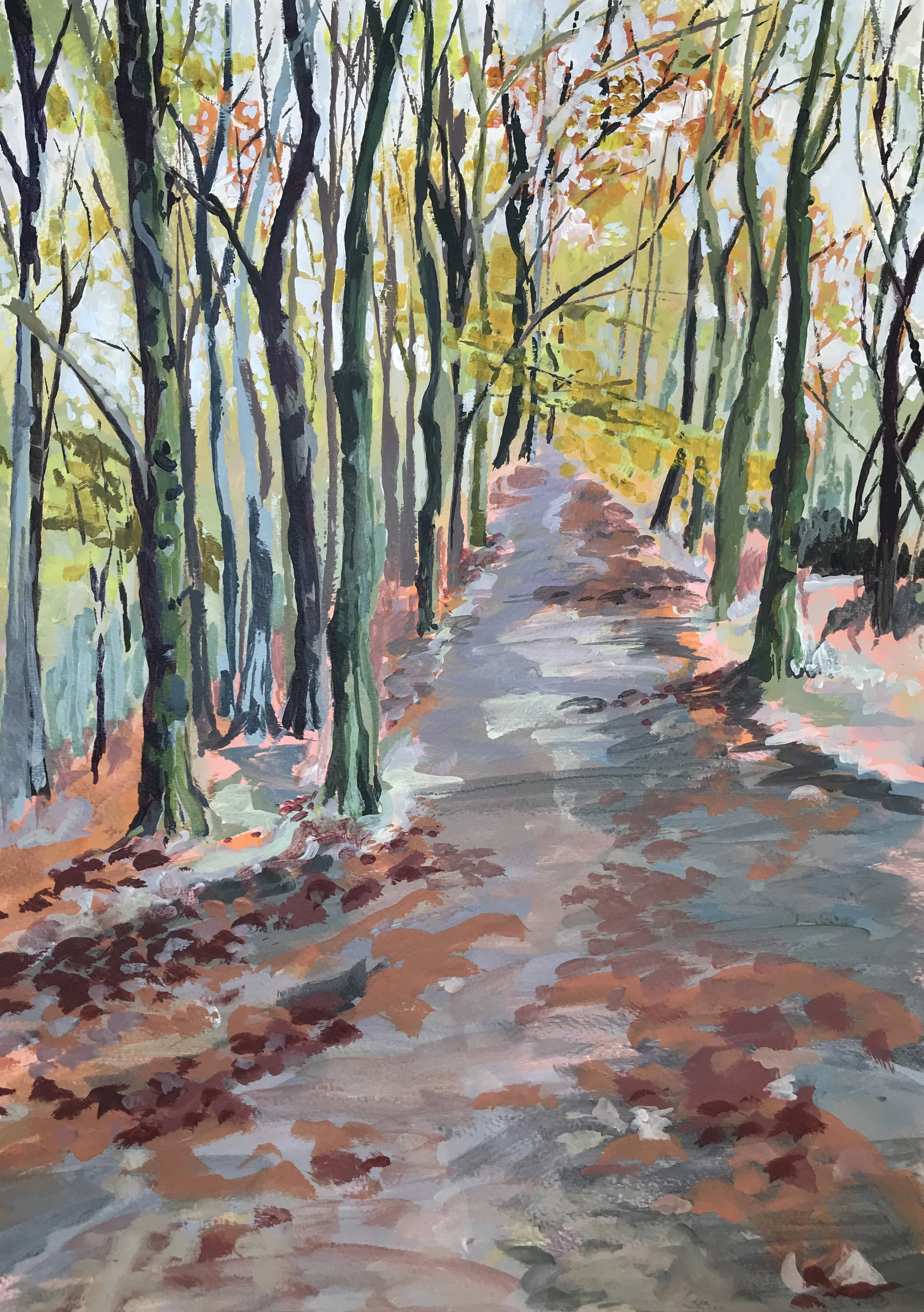 197 - Beech Ridge, mixed media, 51x36cm, 23.10.20