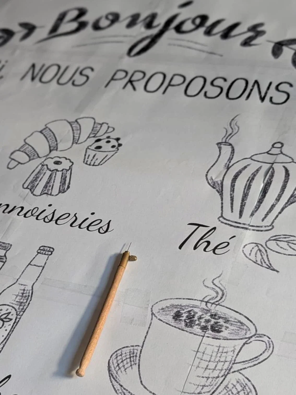 Illustration ardoise murale pour la boulangerie Duhamel à Saint-Germain-en-Laye (78) - détail du visuel imprimé - Yvelines- Atelier Symbel