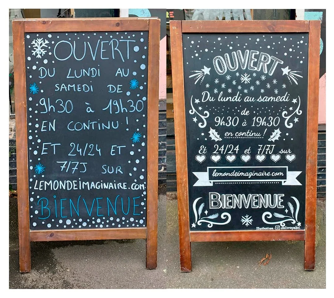 Refonte d'une ardoise à Houilles - Comparatif avant/après ma prestation. Résultat plus impactant, clair et lisible