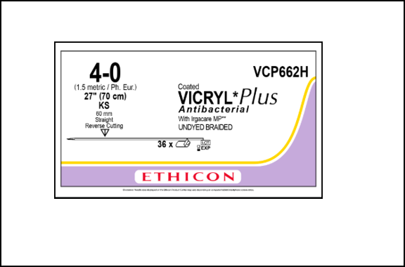 4-0 Vicryl Plus on KS #VCP662H 27"